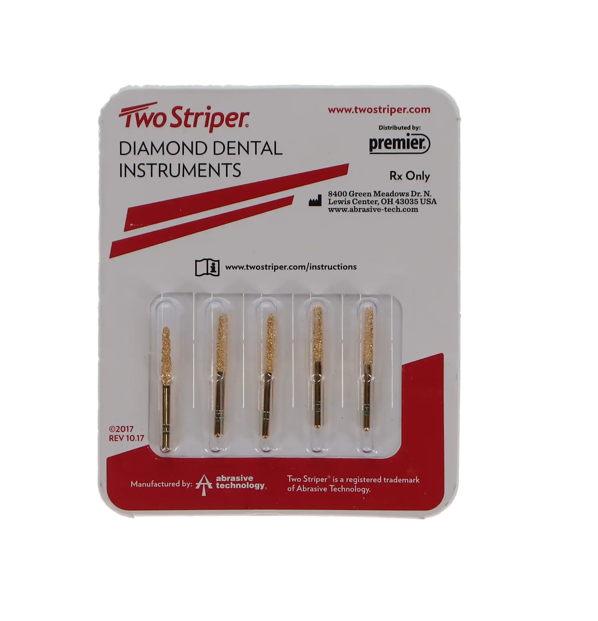 Two Striper TS2000 Gold-Plated Diamond Bur, FG, Curettage, Coarse, Green, 2008.10GC, 1.8 mm Major/1.3 mm Minor Diameter, 10 mm Length, 5/Pk, 2000090 thumbnail 6