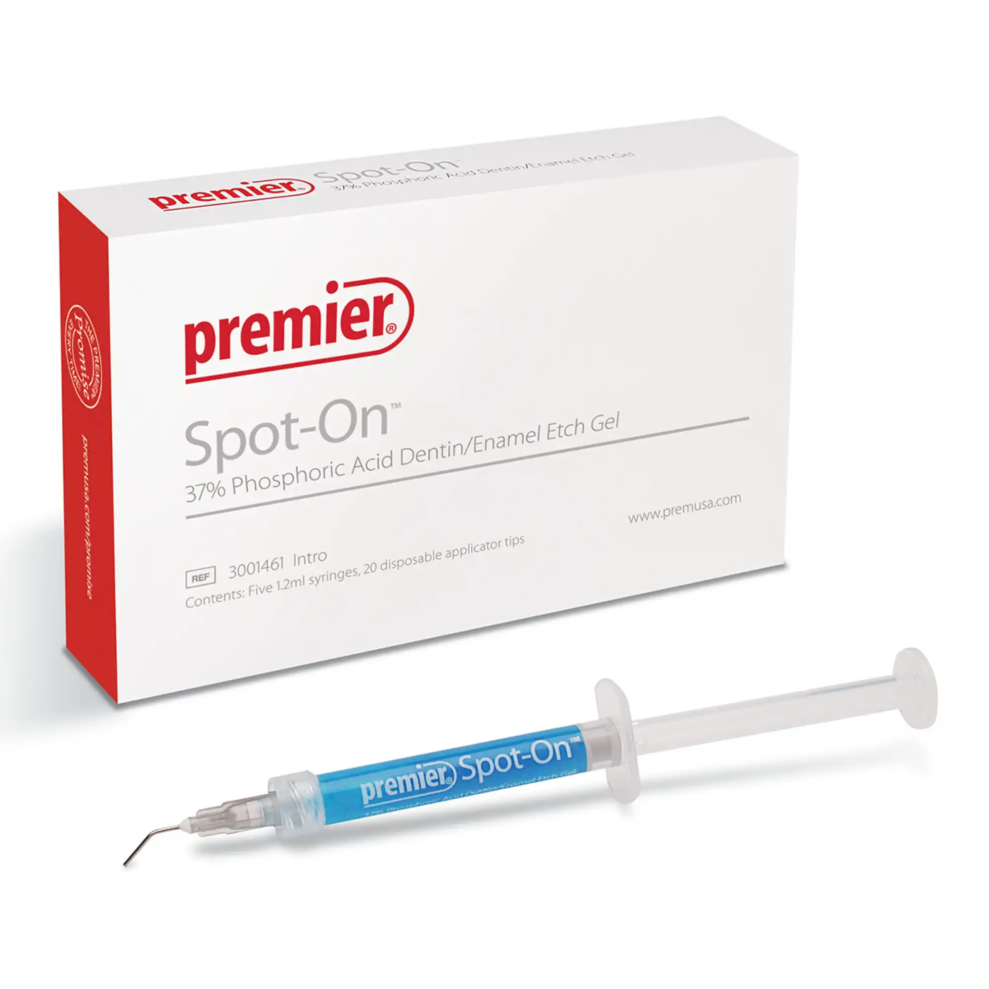 Spot-On Etch 37% Phosphoric Acid Etching Gel, High Viscosity, Intro Kit, 5 x 1.2 ml Syringes + 20 Applicator Tips, 3001461 thumbnail 11