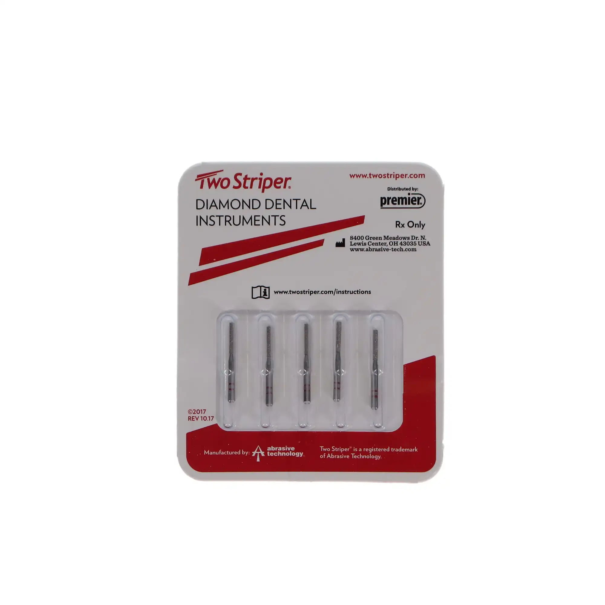 Two Striper Diamond Bur, FG, Flat-End Cylinder, #515.7F, 1.2 mm, Fine, Red, 5/Pk, 2015297 thumbnail 5