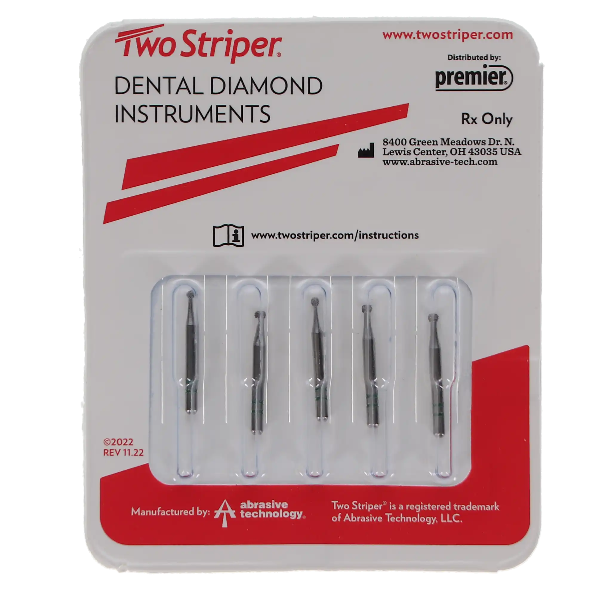 Two Striper Diamond Burs, FG, Round, #115, 1.2 mm, Coarse, Green, 5/Pk, 2015003 thumbnail 4