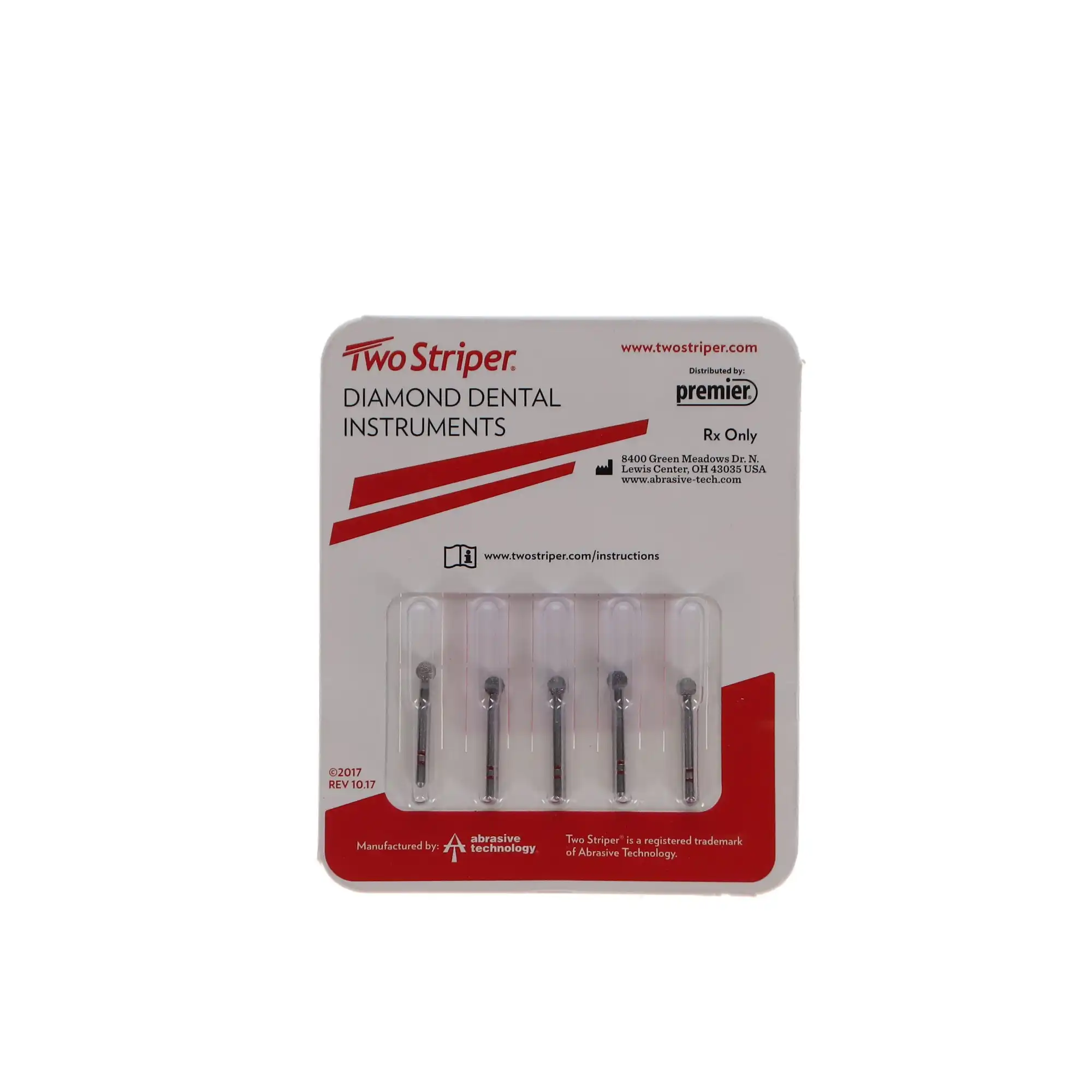 Two Striper Diamond Bur, FG, Round, #135, Fine, Red, 2.6 mm, 5/Pk, 2015017 thumbnail 5