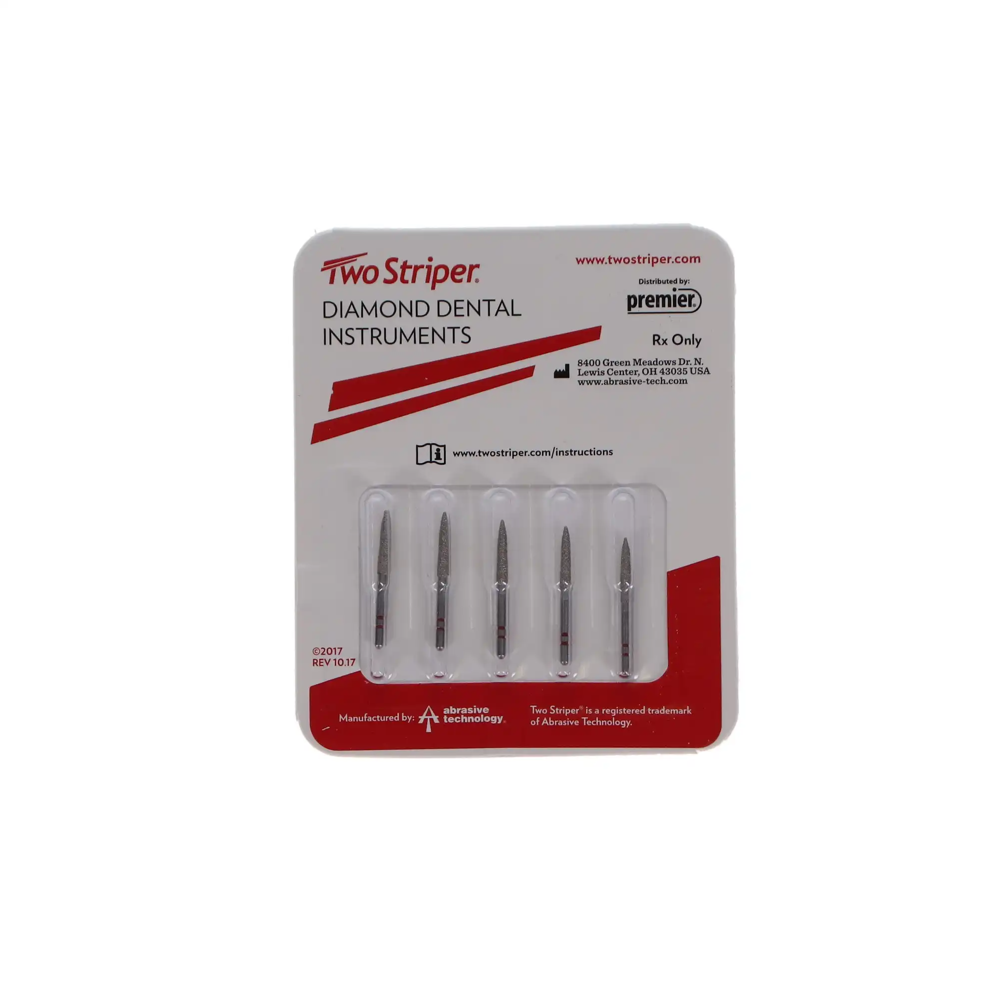 Two Striper Diamond Burs, FG, Flame, 270.9F, 1.9 mm Major/0.5 mm Minor Diameter, 9 mm Length, Fine, Red, 5/Pk, 2015169 thumbnail 5
