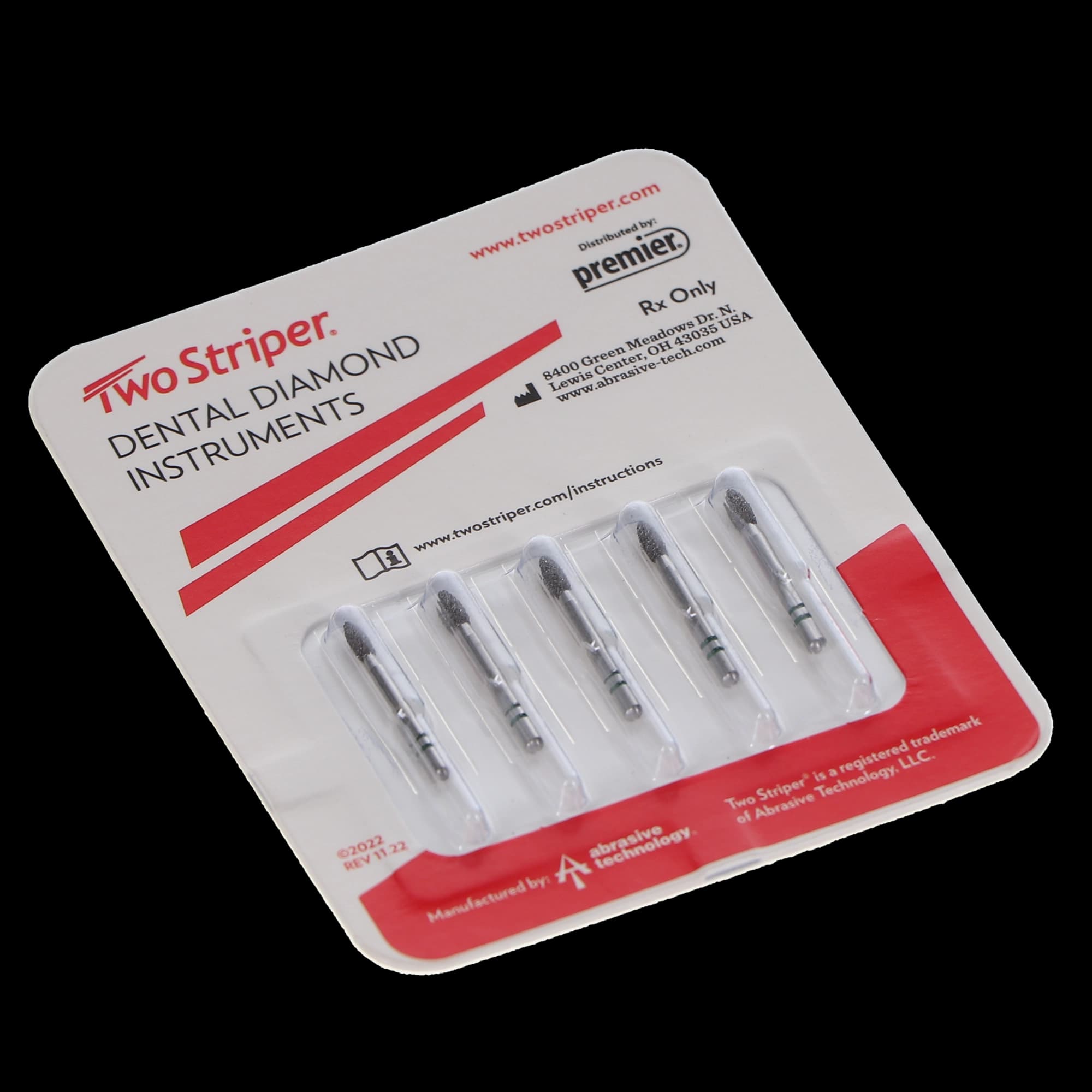 Two Striper Diamond Bur, FG, Football, 290.4C, Coarse, Green, 1.9 mm Major Diameter, 5/Pk, 2015144 thumbnail 6