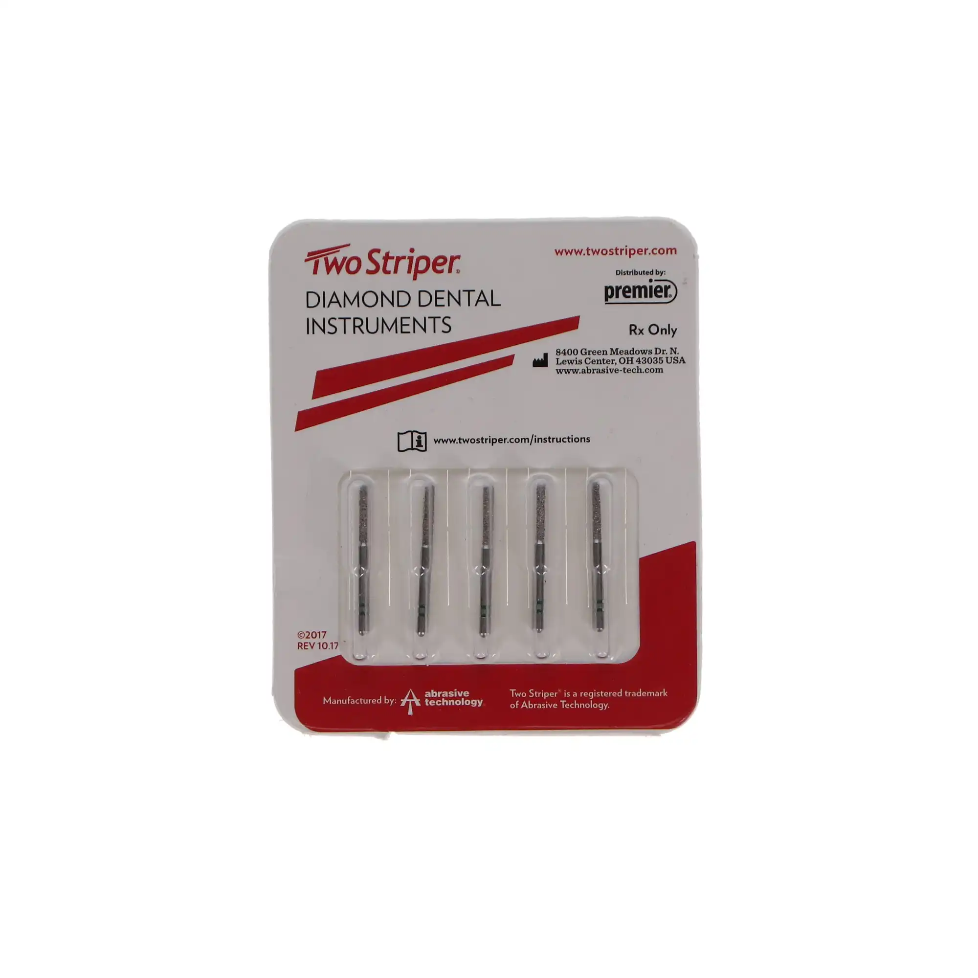 Two Striper Diamond Bur, FG, Flat-End Cylinder, #515.8C, 1.3 mm, Coarse, Green, 5/Pk, 2015279 thumbnail 5