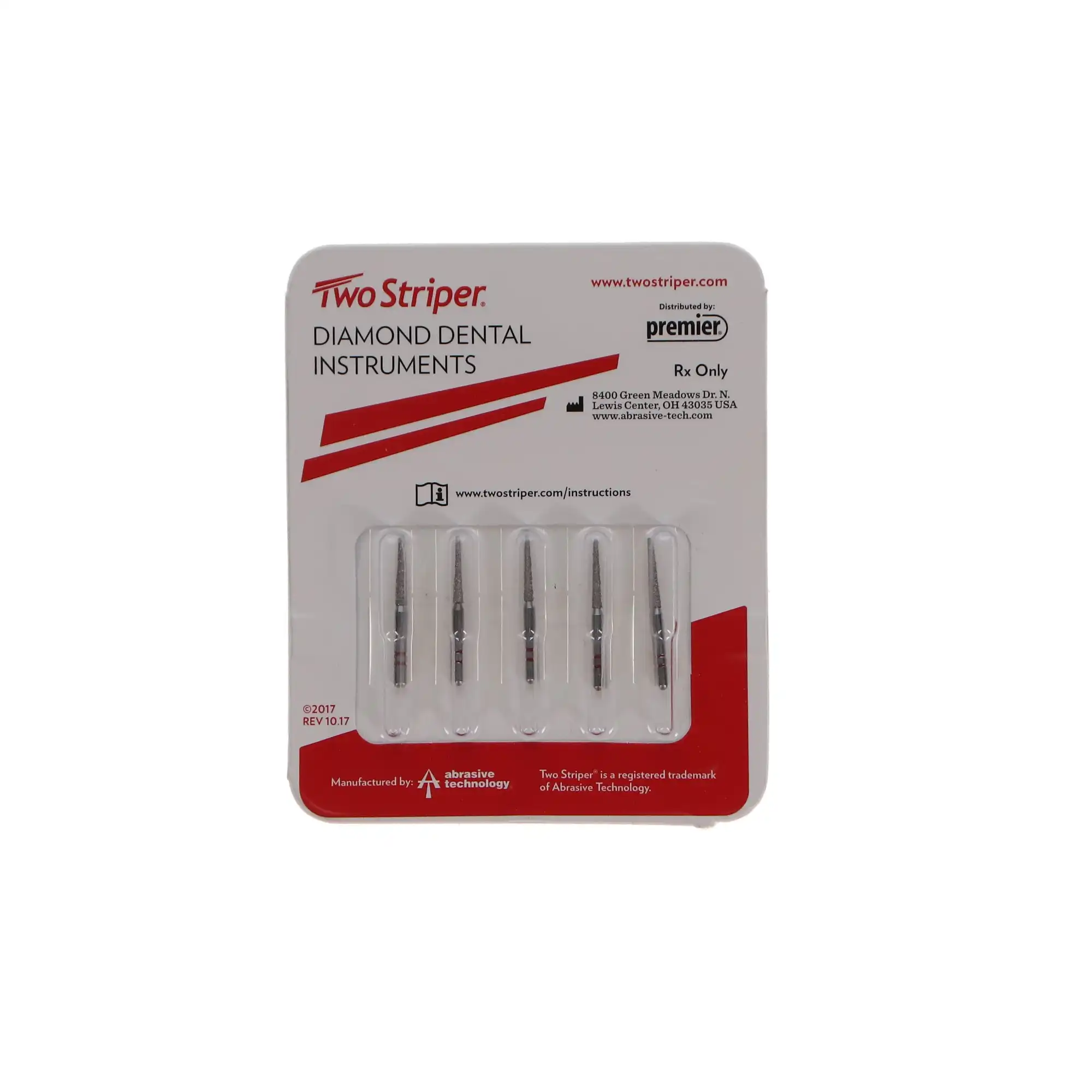 Two Striper Diamond Burs, FG, Flat-End Taper, 700.9F, 1.4 mm Major/0.6 mm Minor Diameter, 9 mm Length, Fine, Red, 5/Pk, 2015365 thumbnail 5