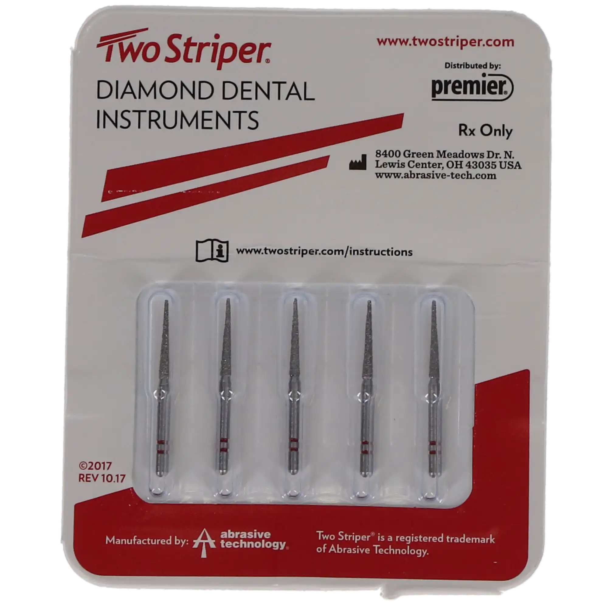 Two Striper Diamond Bur, FG, Flat-End Taper, 798.10F, Fine, Red, 1.5 mm Major/0.5 mm Minor Diameter, 5/Pk, 2015443 thumbnail 5