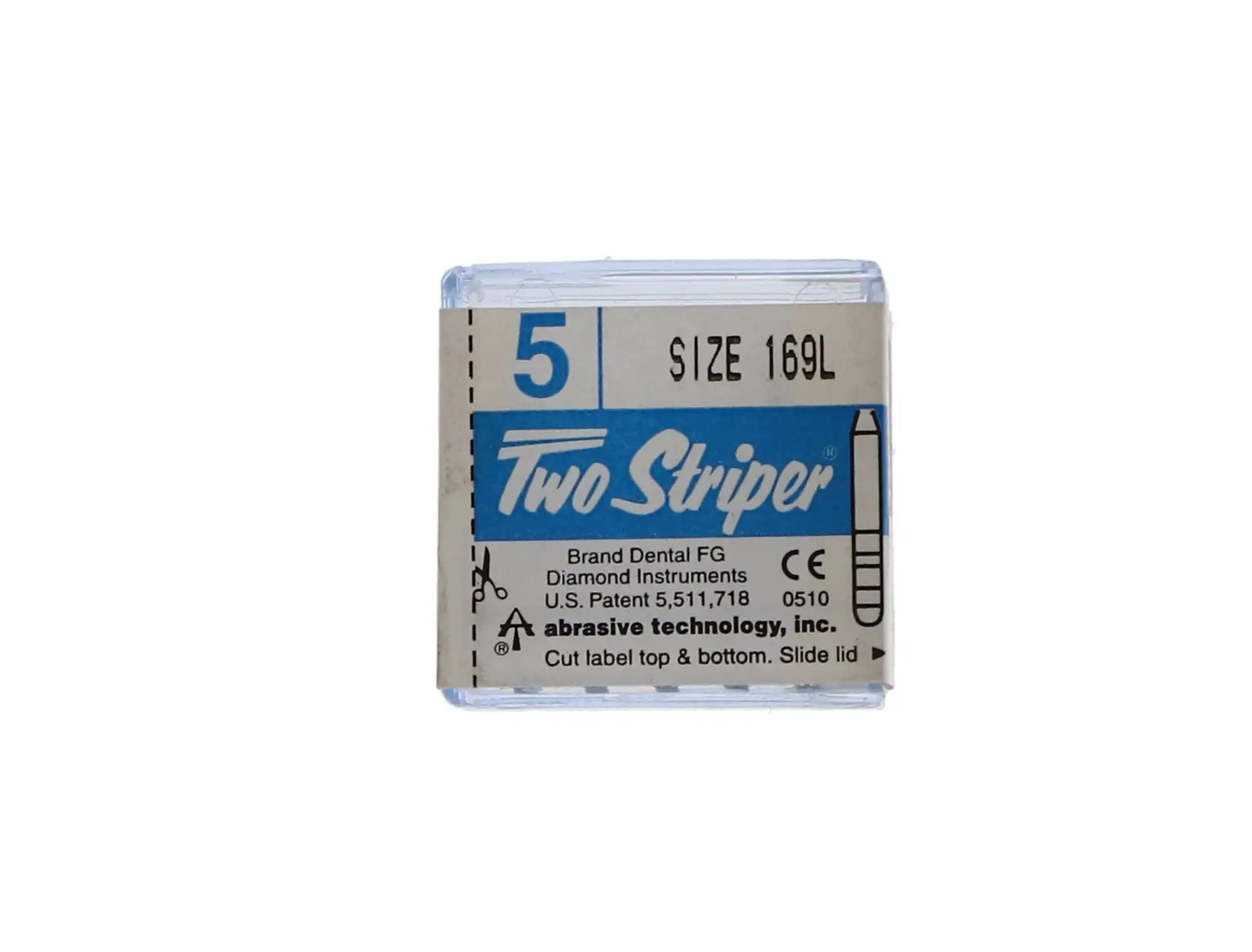 Two Striper Operative Diamond Bur, FG, Flat-End Taper, #169L, 1.1 mm Major/0.6 mm Minor Diameter, Medium Grit, Blue, 5/Pk, 2013231 thumbnail 5