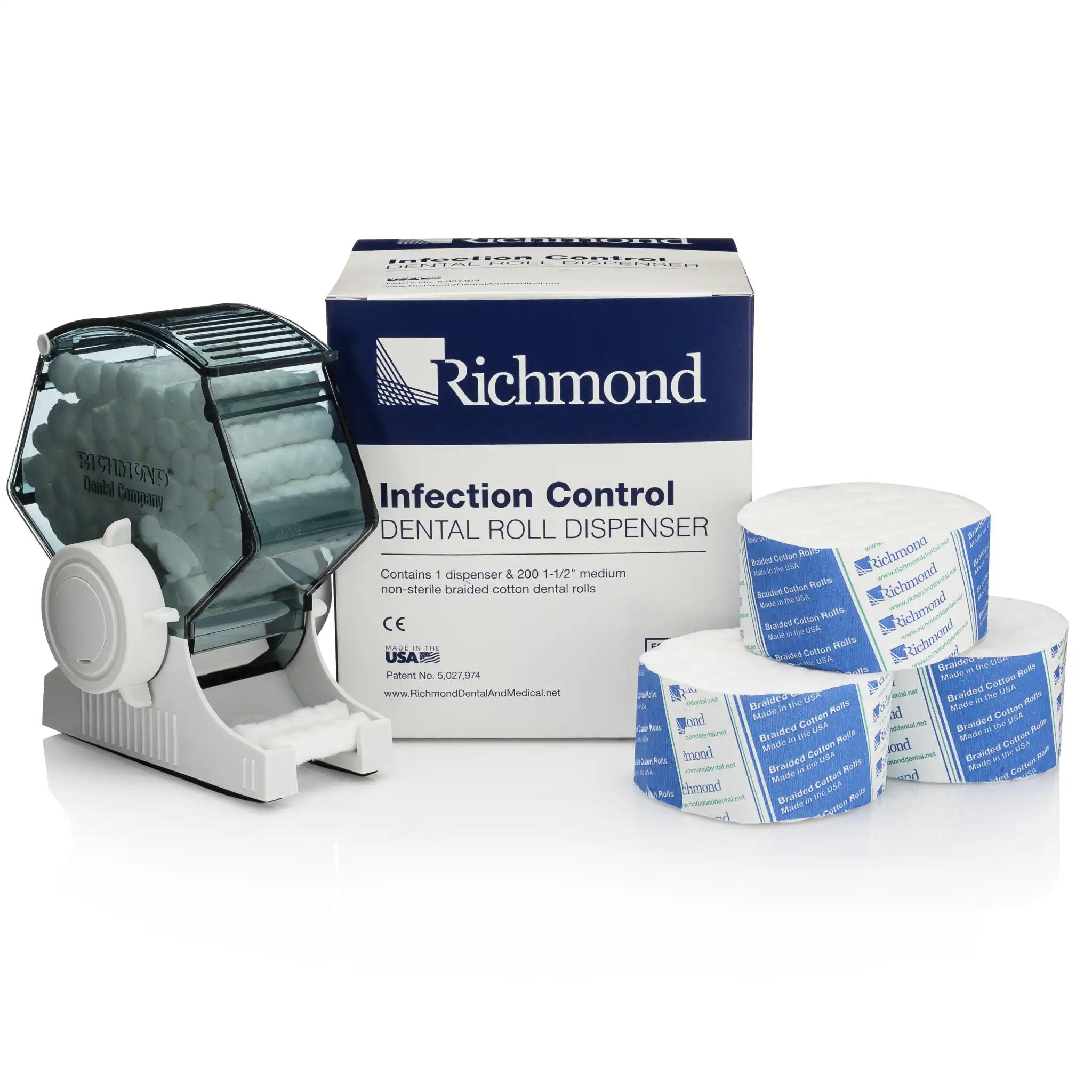 Richmond Dental Infection Control Cotton Roll Dispenser, White, with 200 Braided Cotton Rolls, 1/Pk, 200424 thumbnail 8