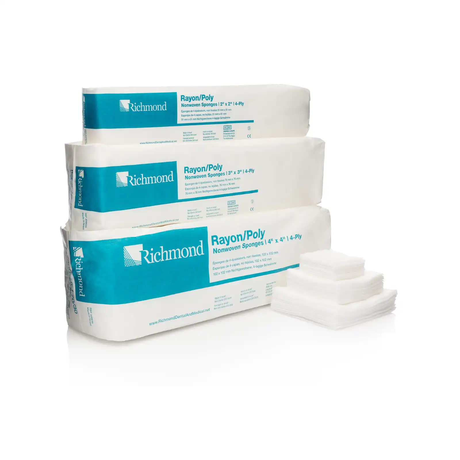 Rayon/Poly Non-Woven Sponges, 4-Ply, 2" x 2", Non-Sterile, 5000/Case, 300634 thumbnail 2