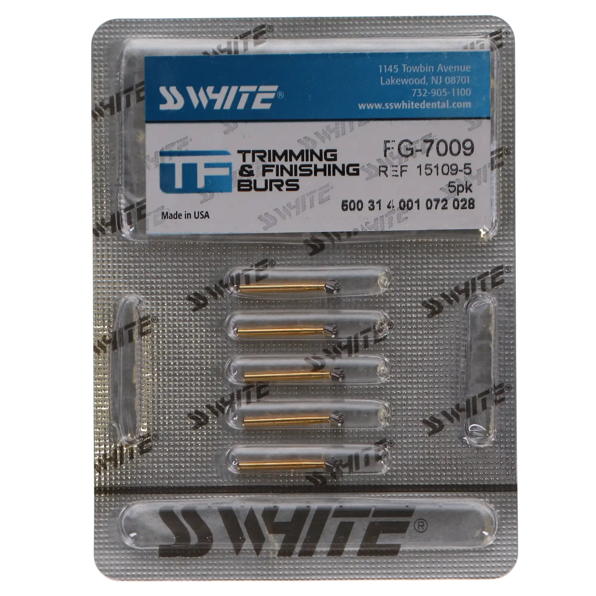 SS White 7009 Round Trimming & Finishing 12-Blade Carbide Bur, Friction Grip, 5/Pack, 15109-5 thumbnail 5
