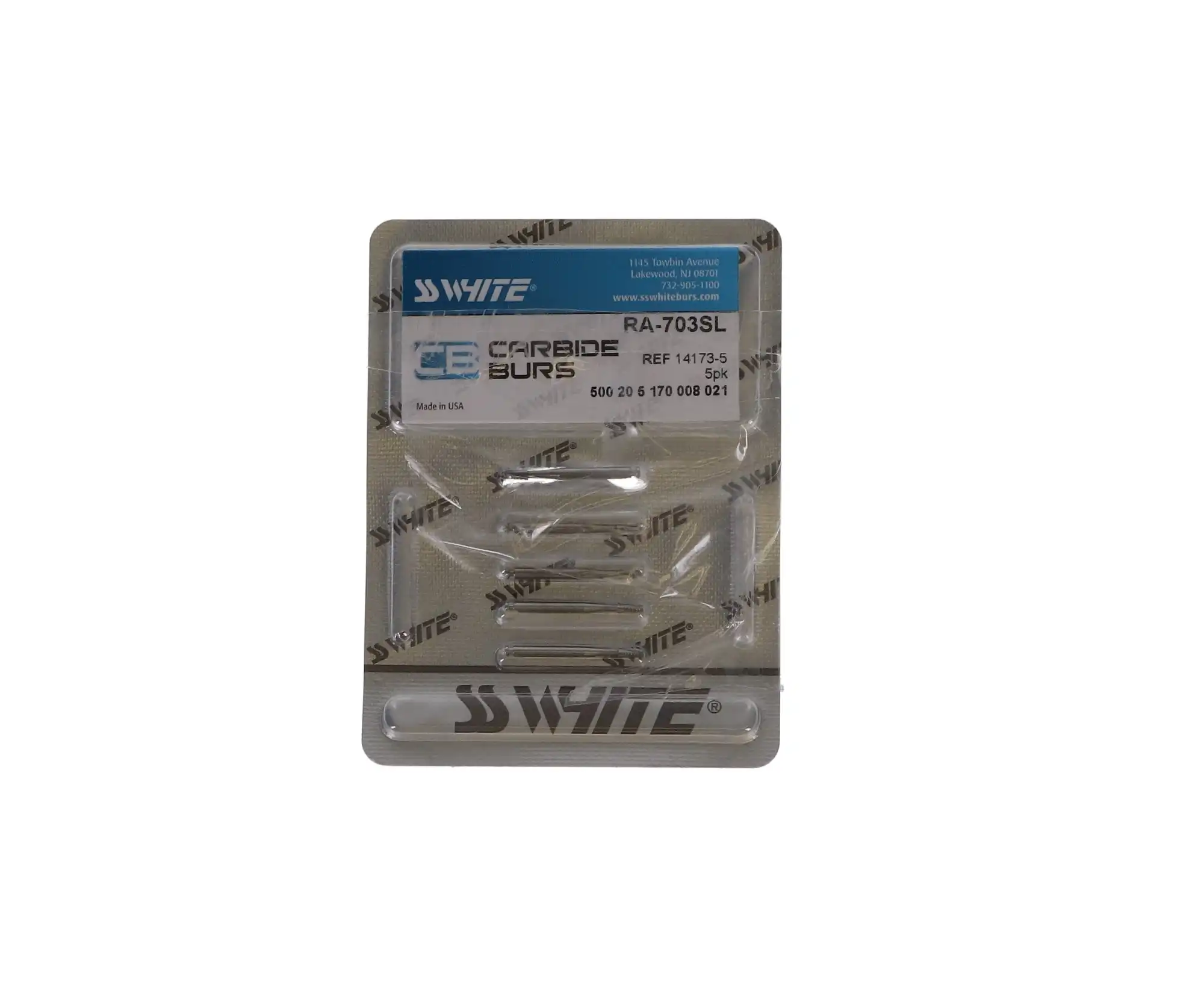 SS White Surgical Carbide Bur, RA Surgical Length, #703, Round End Taper, 2.1 mm, 5/Pk, 14173-5 thumbnail 6