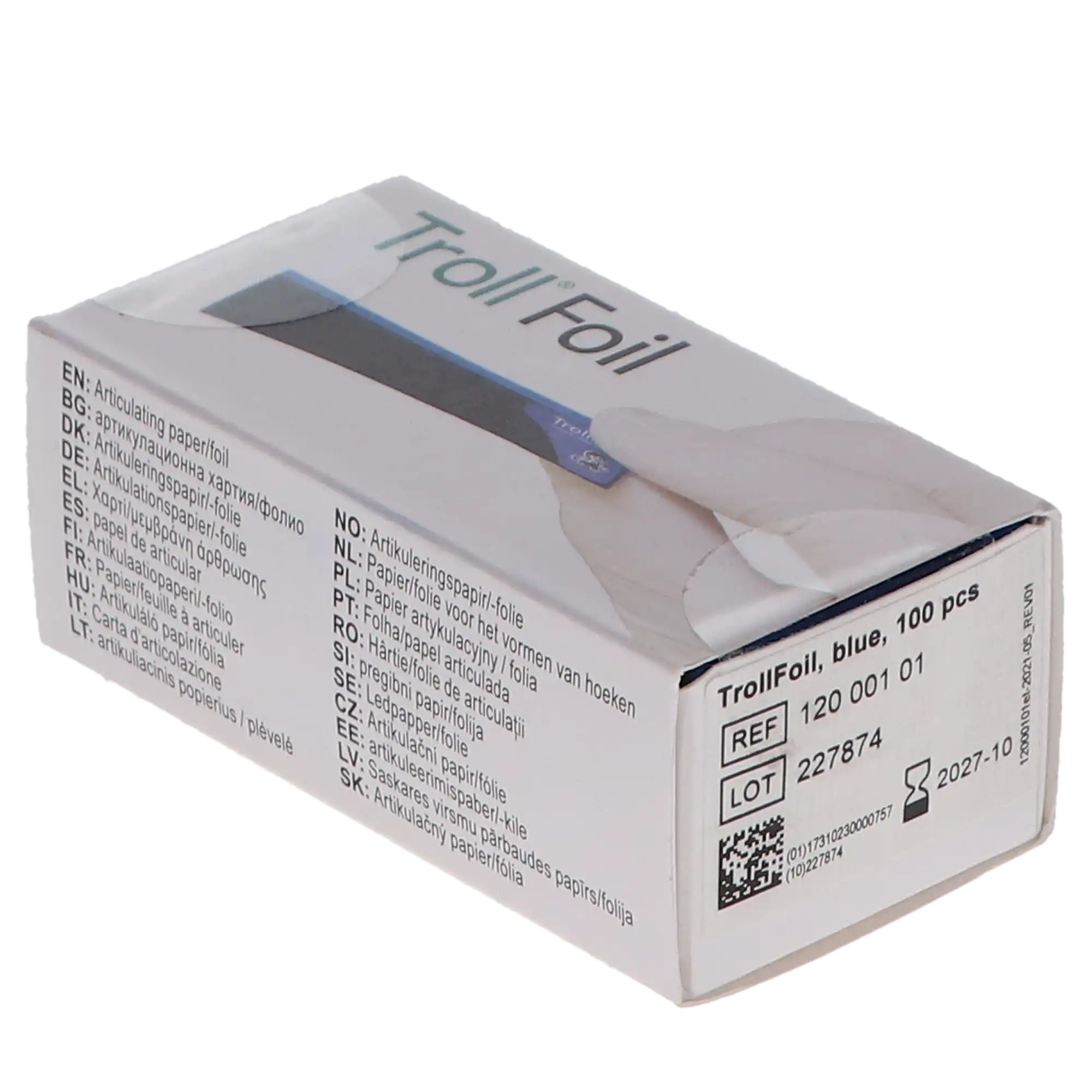 TrollFoil Pre-Mounted Double-Sided Articulating Foil, 8 Microns, Blue, 3" x 3/4", 100/Pk, 12000101 thumbnail 4