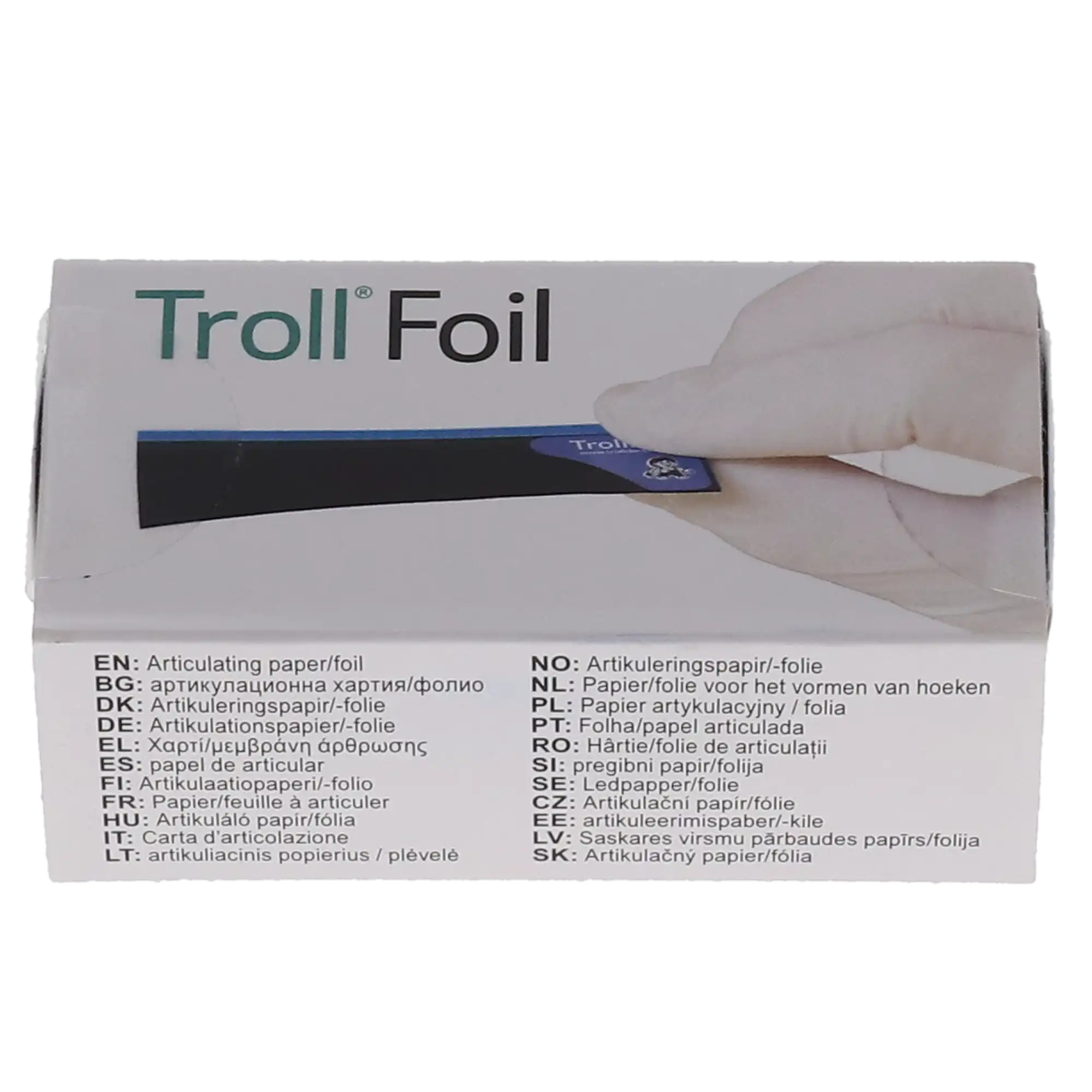 TrollFoil Pre-Mounted Double-Sided Articulating Foil, 8 Microns, Blue, 3" x 3/4", 100/Pk, 12000101 thumbnail 5