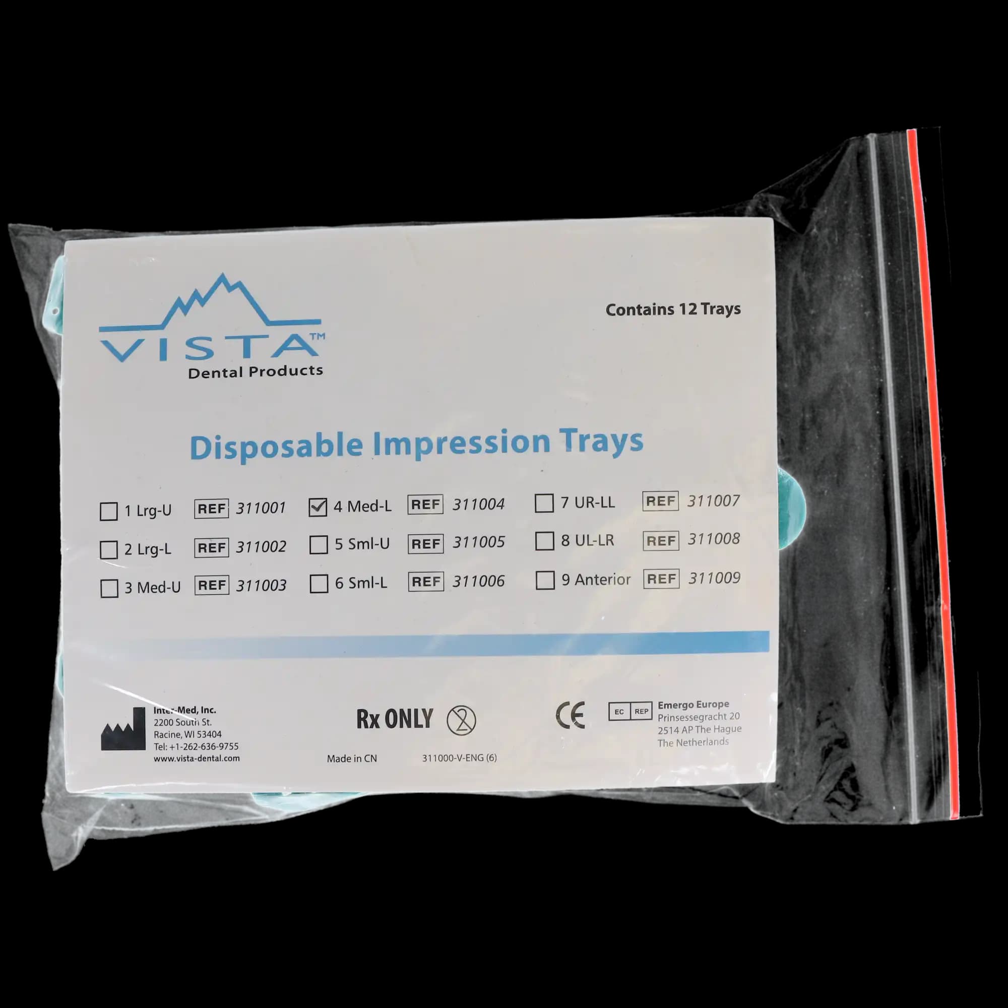 Vista Apex Disposable Plastic Impression Trays, #4, Medium, Lower, Green, Perforated, 12/Pk, 311004 thumbnail 5