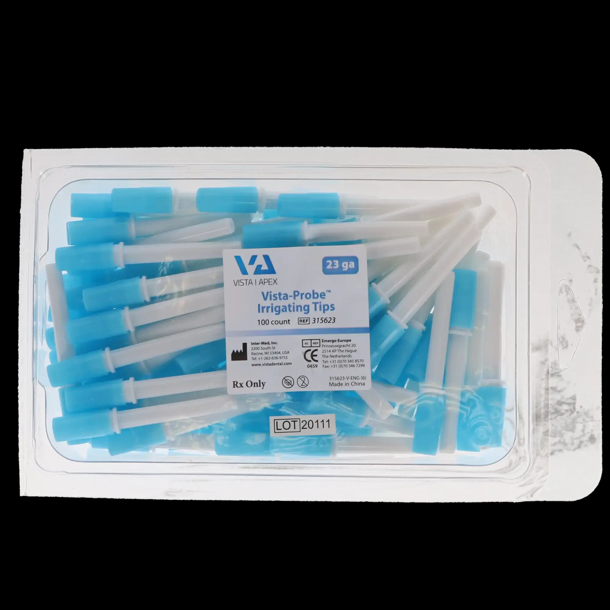 Vista-Probe Irrigating Tips, 23 Gauge, 1" Bendable, Blue, 100/Pk, 315623 thumbnail 4