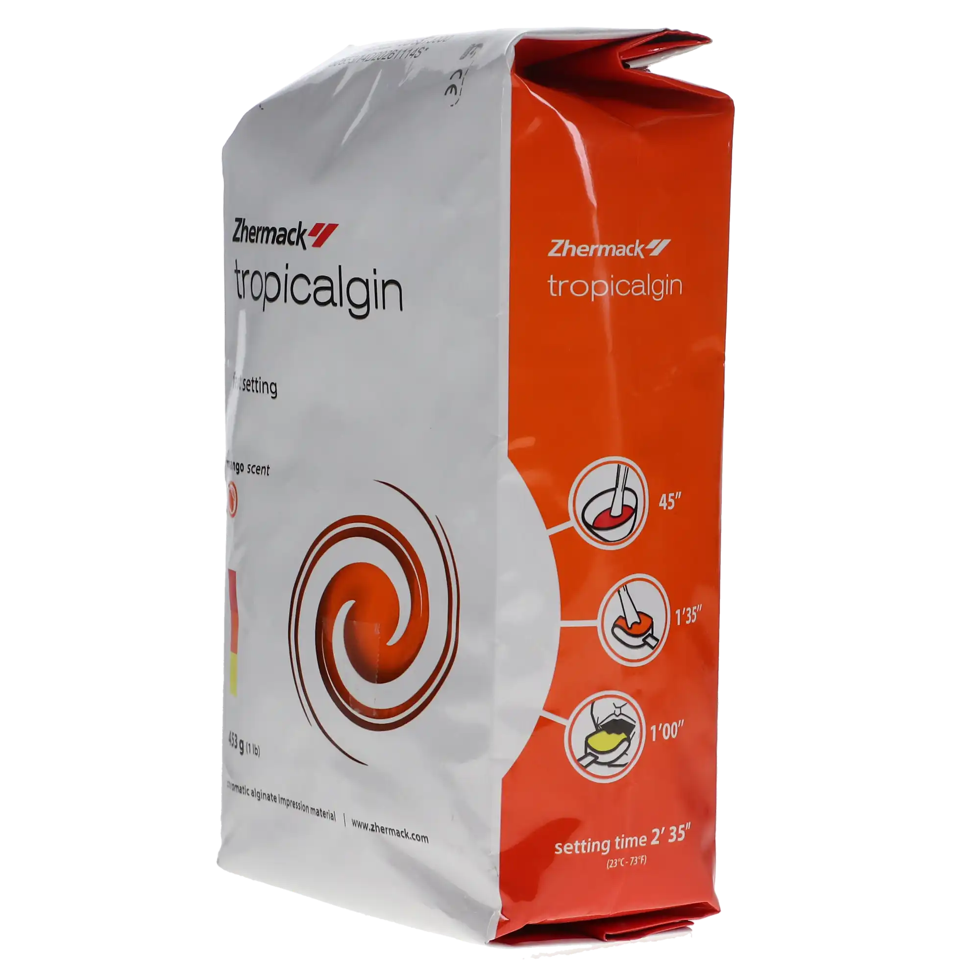 Zhermack Tropicalgin Three-Phase Chromatic Color-Changing Alginate, Fast Set, Mango, 453 g (1 lb) Bag, C302240 thumbnail 3