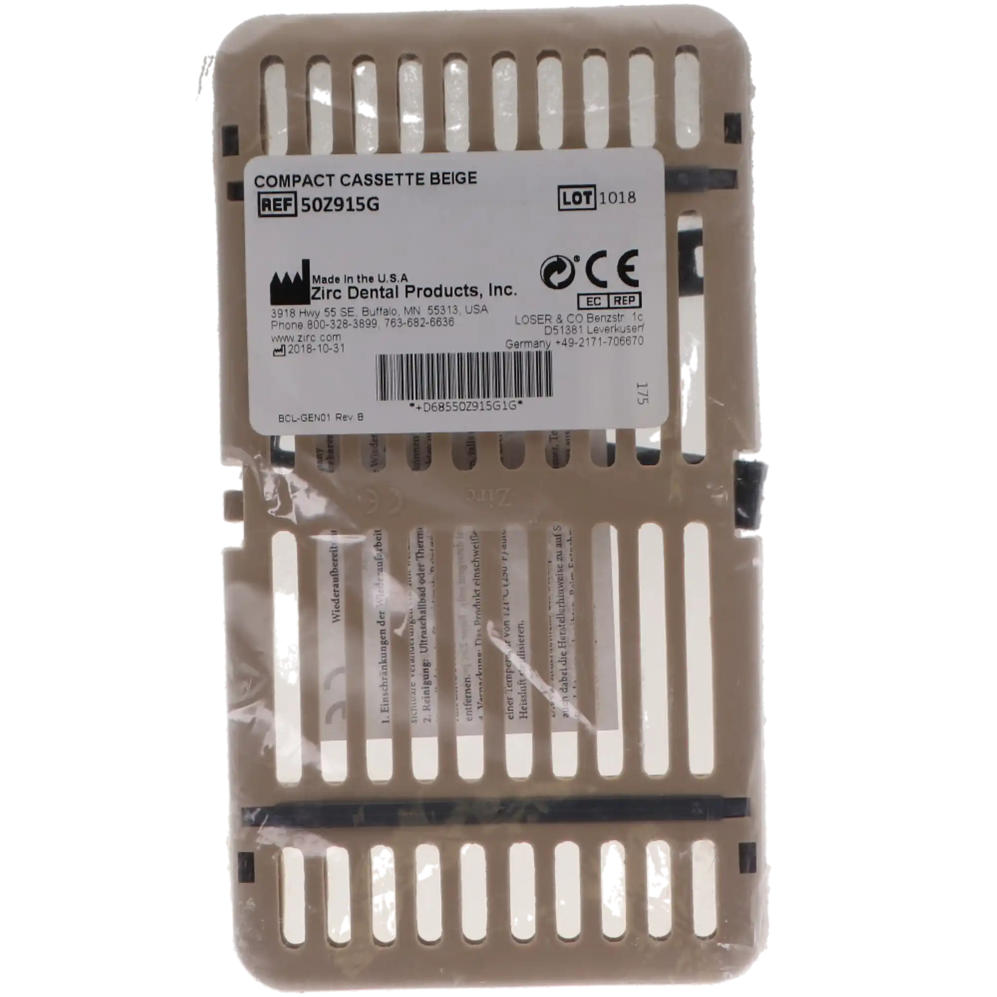 Zirc Compact Instrument Cassette, Beige, Holds 8 Instruments, 7-1/8" x 3-7/8" x 5/8", 50Z915G thumbnail 5