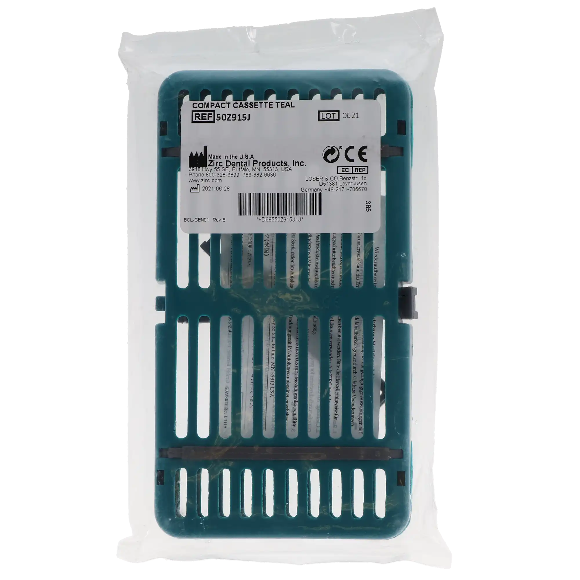 Zirc Compact Instrument Cassette, Teal, Holds 8 Instruments (11 with Optional Support), 7-1/8" x 3-7/8" x 5/8", 50Z915J thumbnail 5