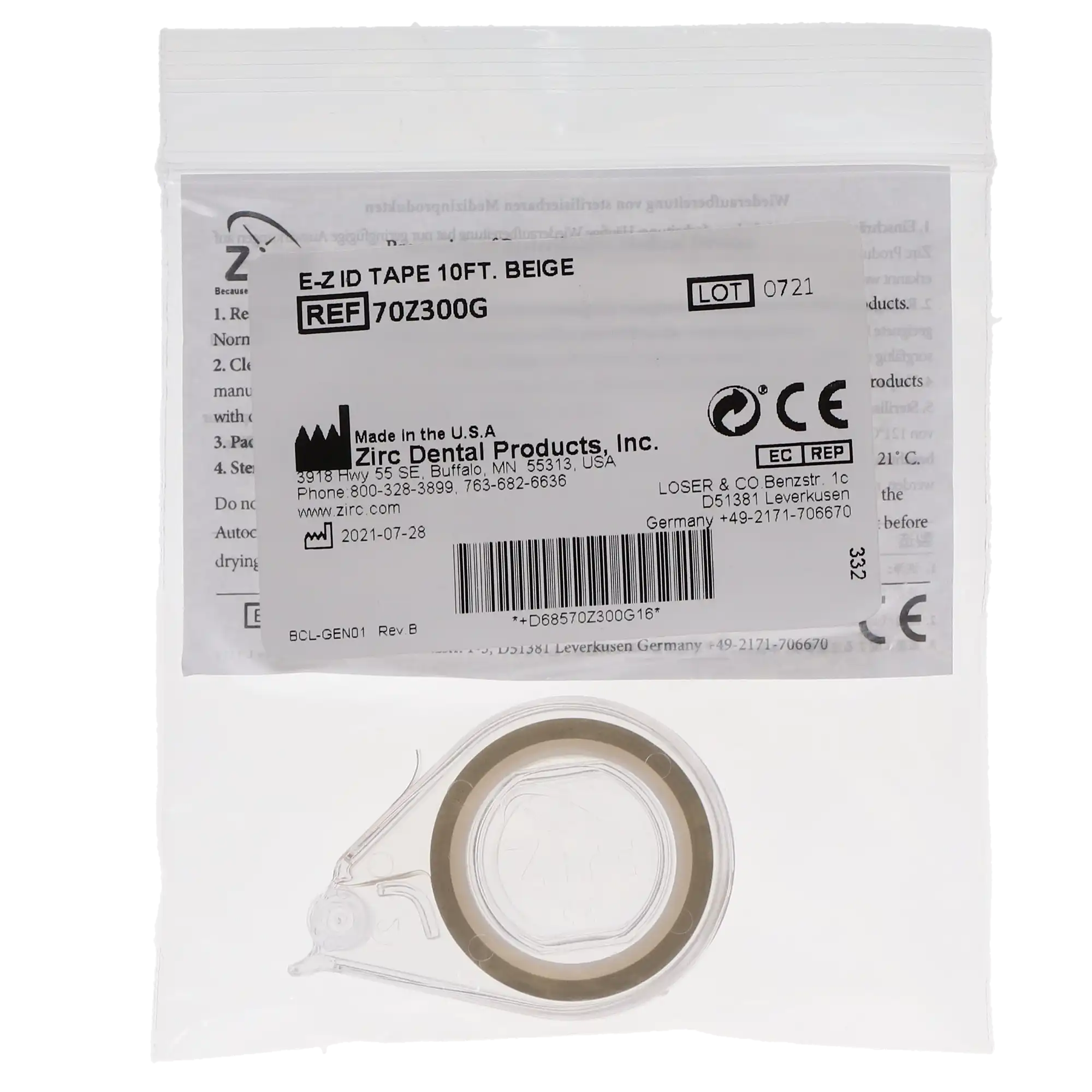 Zirc E-Z ID Instrument Tape Roll, Beige, 10 ft x 1/4", Autoclavable, 70Z300G thumbnail 3