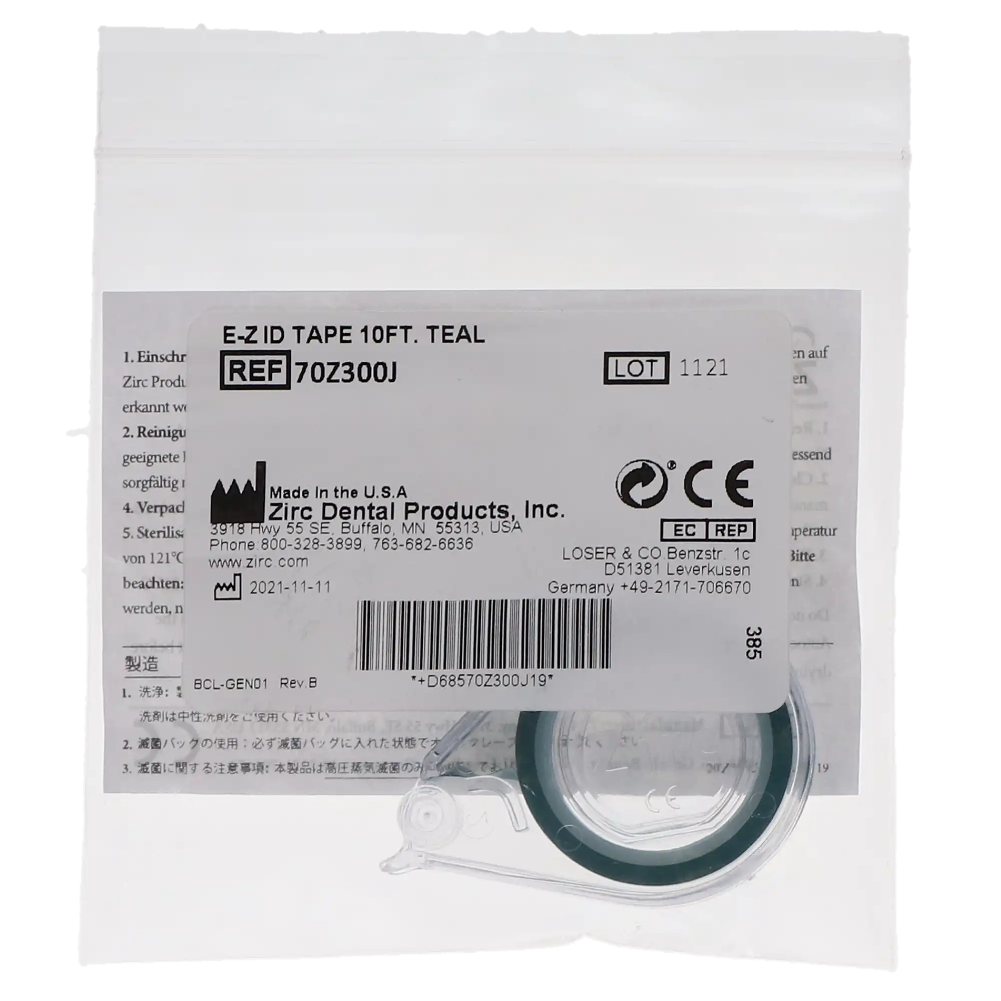 Zirc E-Z ID Instrument Tape Roll, Teal, 10' x 1/4", Autoclavable, 70Z300J thumbnail 5