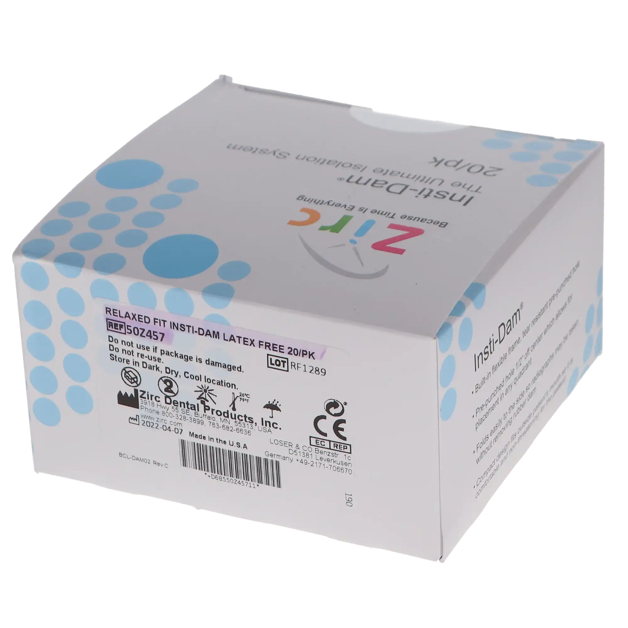 Insti-Dam Relaxed Fit Latex-Free Dental Dam, Pre-Assembled with Built-in Frame, Purple/Lavender, 4-1/4" Diameter, 20/Pack, 50Z457 thumbnail 4