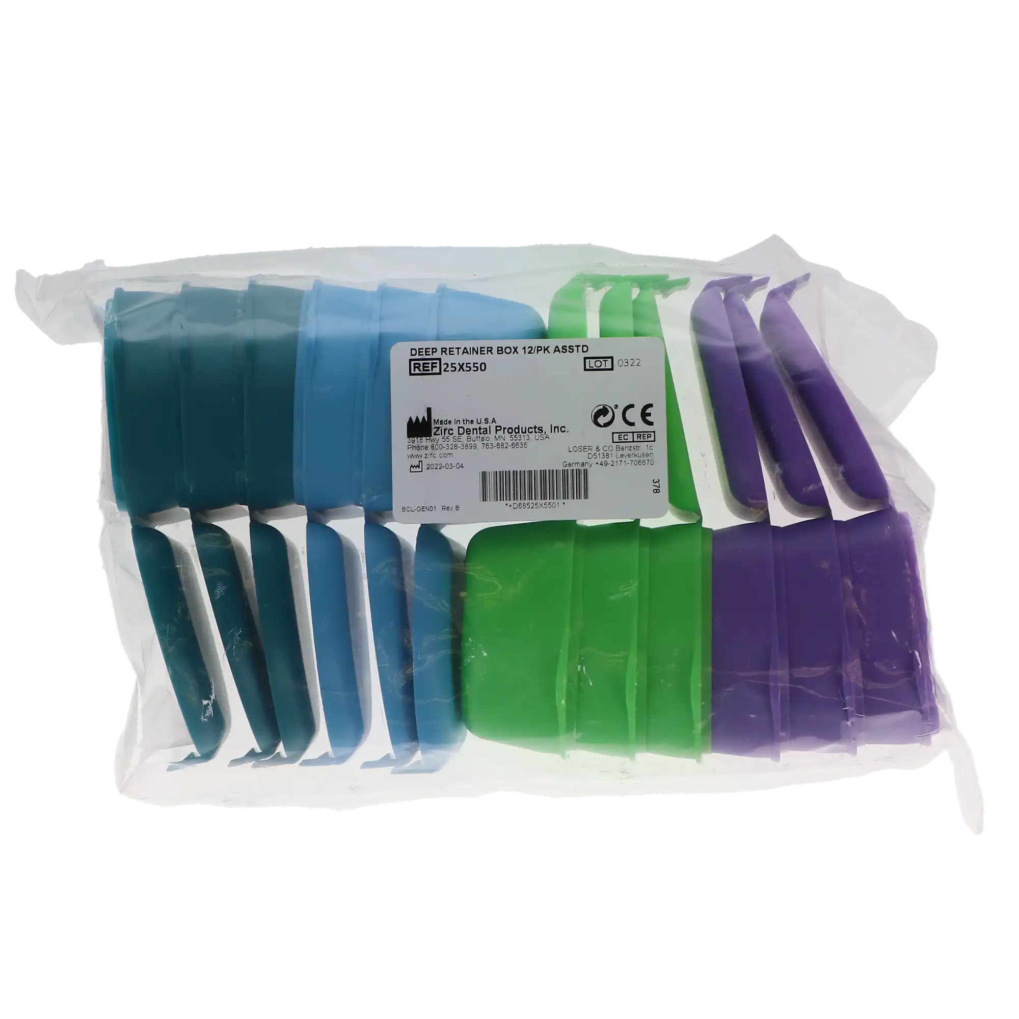 Zirc Deep Retainer Box, 1-1/2" Deep, Assorted Colors, 12/Pk, 25R550 thumbnail 2