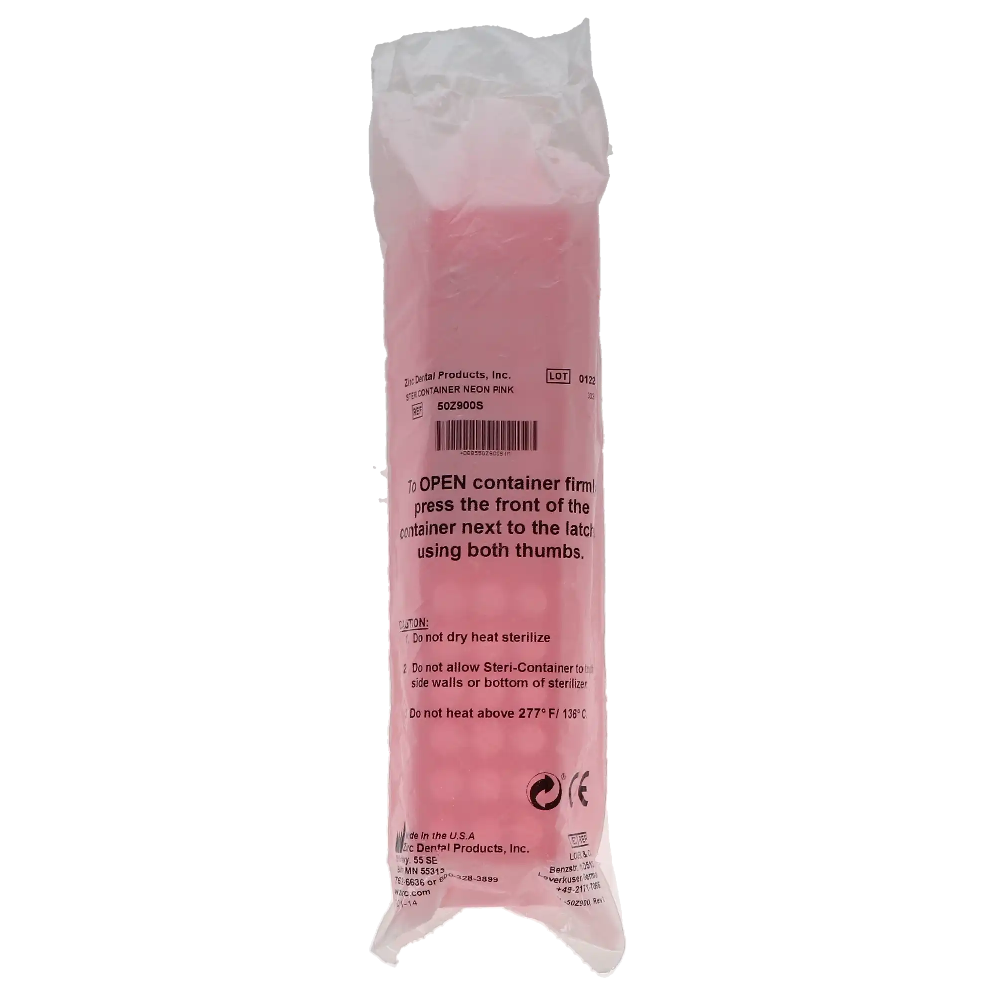 Zirc Steri-Container Standard, Neon Pink, 8-1/8" x 1-7/8" x 1-7/8", Holds 10-14 Instruments, 1/Pk, 50Z900S thumbnail 5
