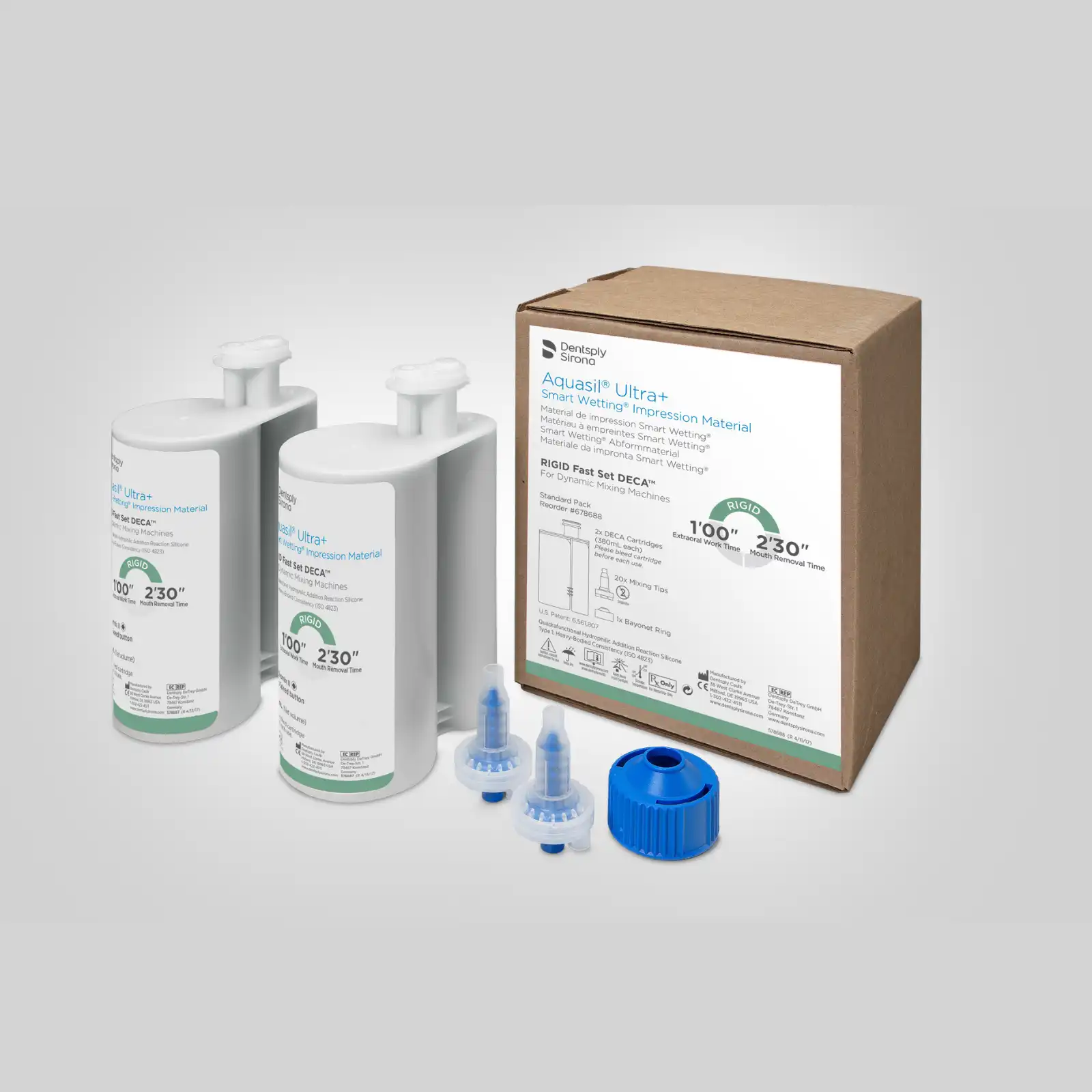 Aquasil Ultra+ DECA Smart Wetting VPS Impression Material, Rigid Body, Fast Set, Light Green, Mint, 380 ml Cartridge Refill, 2/Pk, 678688 thumbnail 3