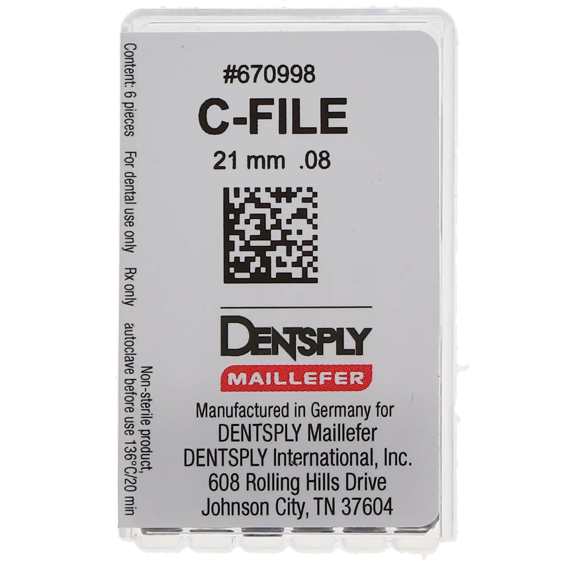 Maillefer C-Files, Stainless Steel, Size #08, 21 mm, Gray, 6/Pk, 670998 thumbnail 9
