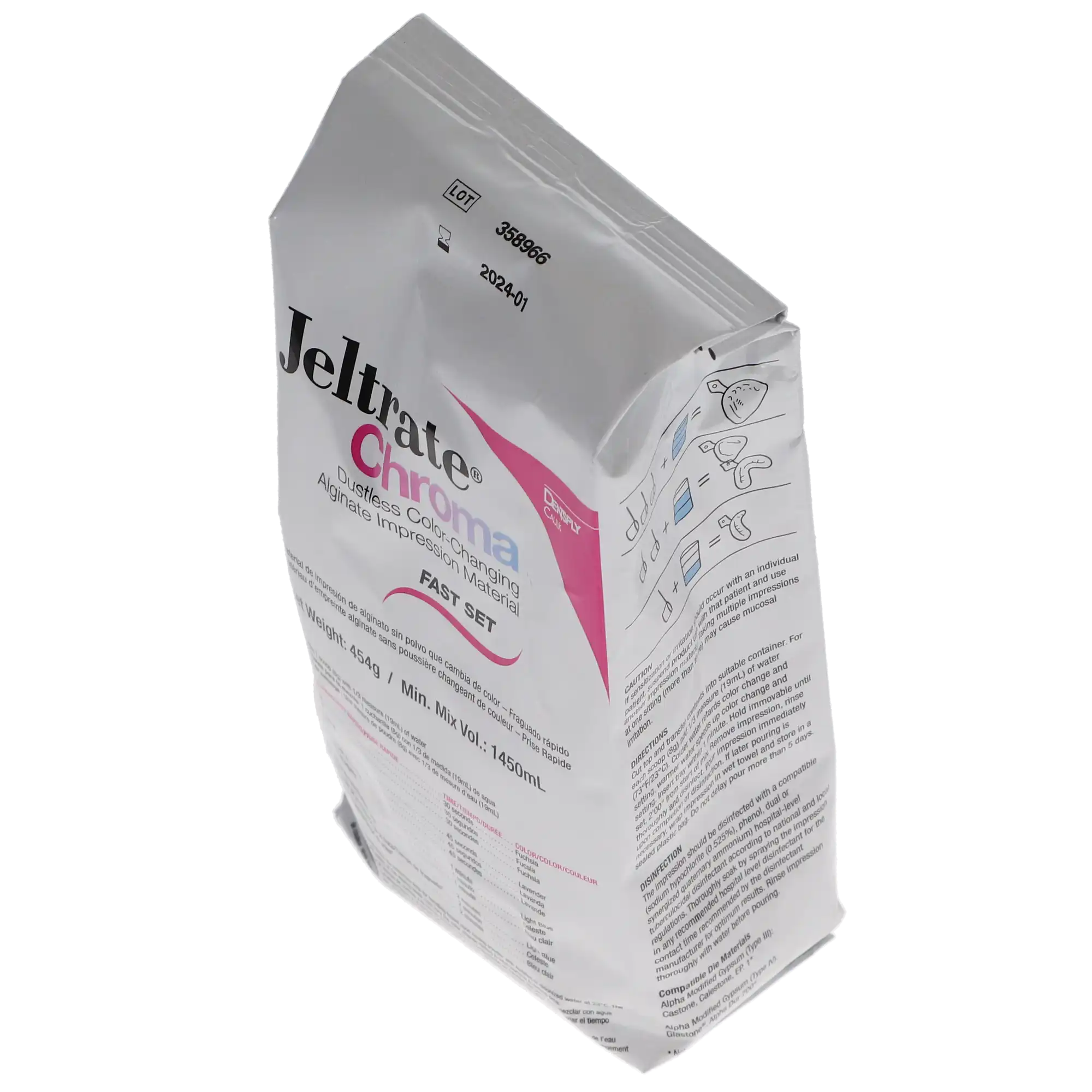 Jeltrate Chroma Dustless Color-Changing Alginate Impression Material, Fast Set, Spearmint, 1 lb (454 g) Pouch, 605700 thumbnail 3