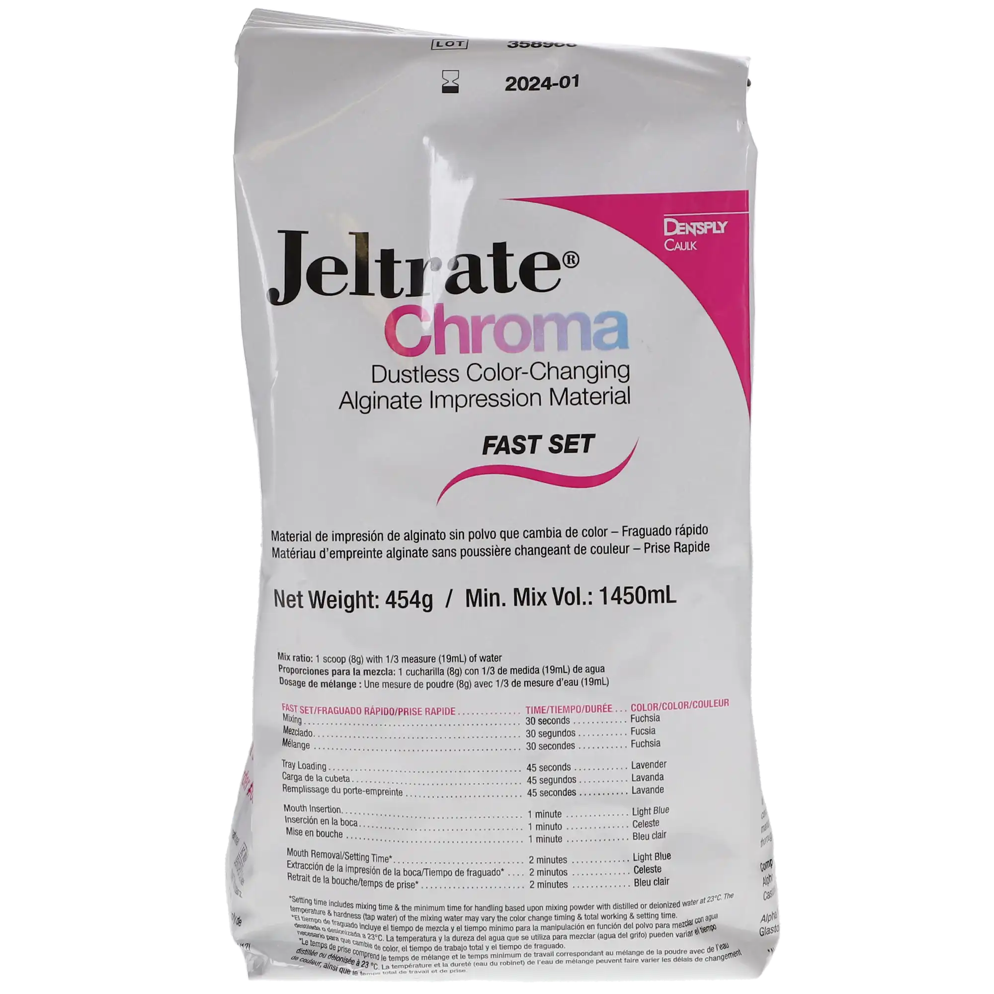 Jeltrate Chroma Dustless Color-Changing Alginate Impression Material, Fast Set, Spearmint, 1 lb (454 g) Pouch, 605700 thumbnail 6