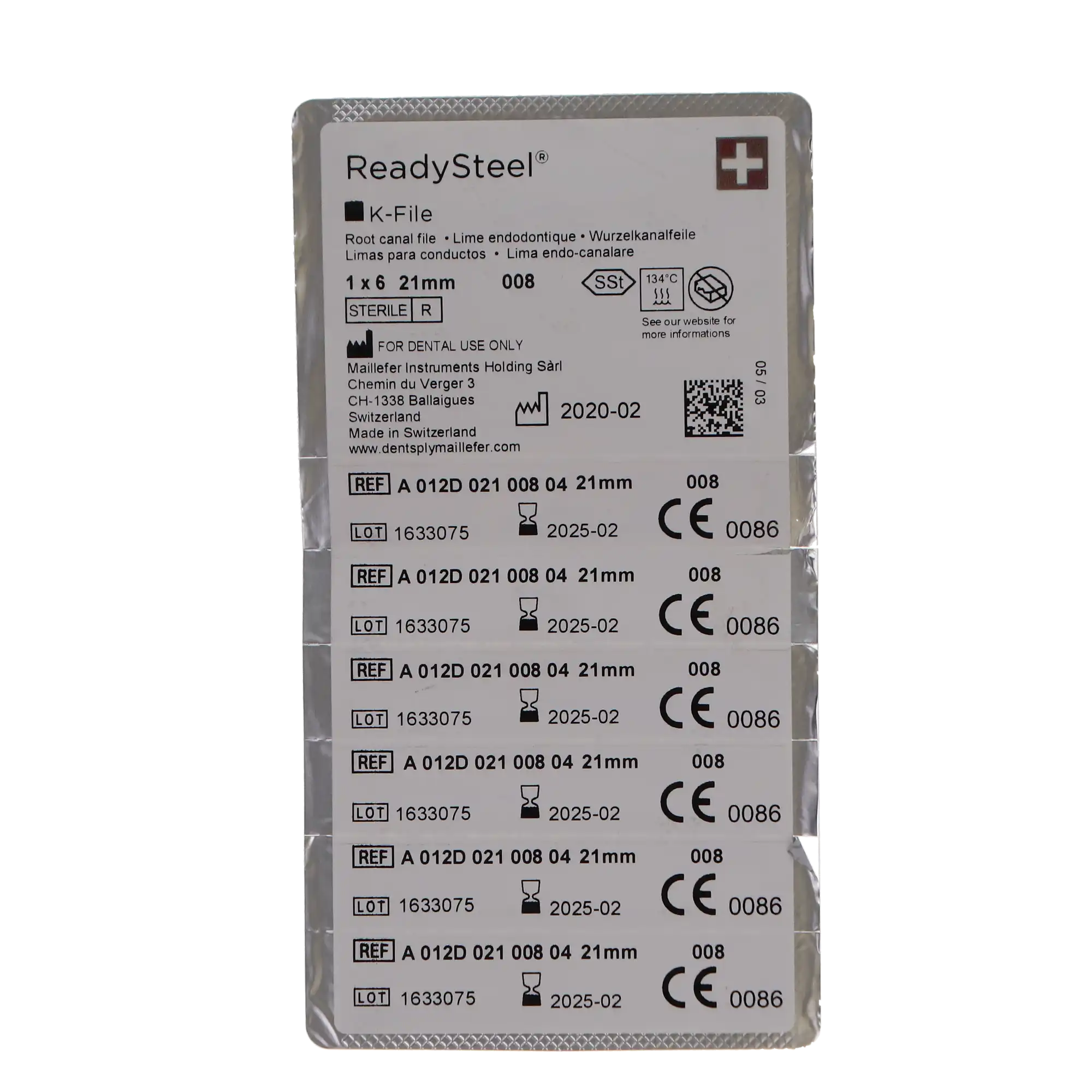 Dentsply Maillefer READYSTEEL K-File, Size #08, 21mm, Gray, Sterile, 6/Pack, 6840821 thumbnail 6