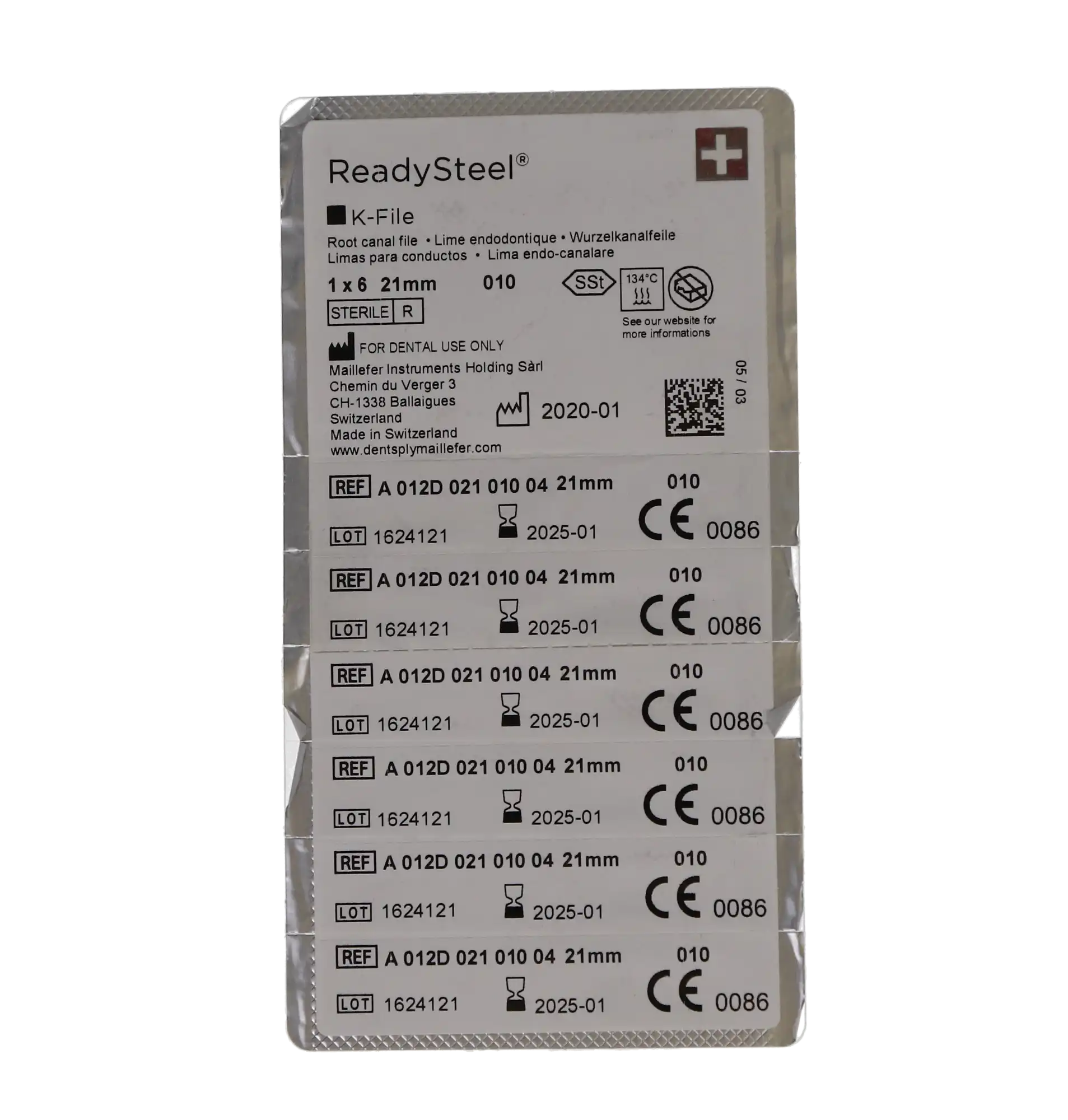 Dentsply Maillefer READYSTEEL K-File, Size #10, 21mm, Purple, Sterile, 6/Pack, 6841021 thumbnail 6