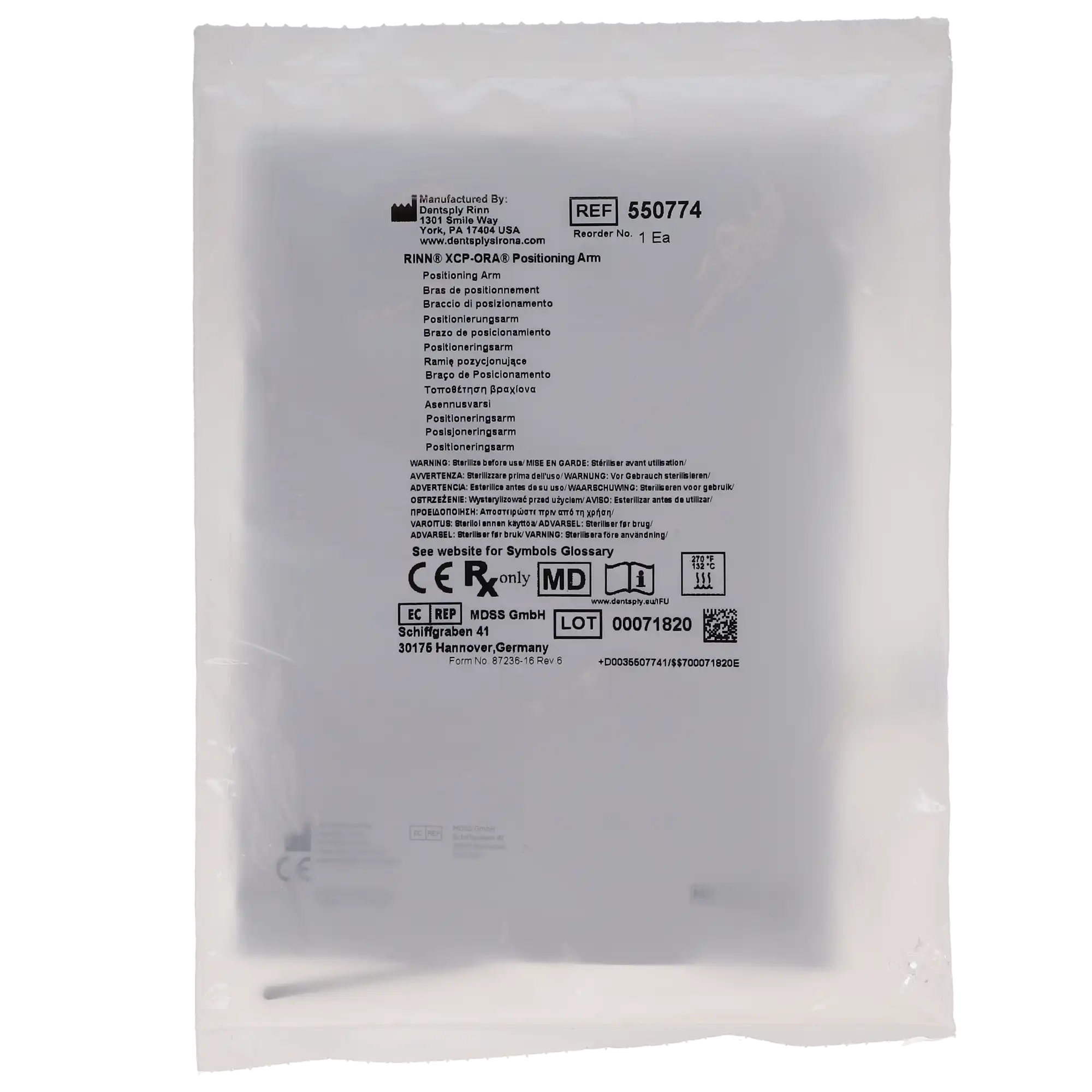 XCP-ORA Positioning System Arm Only, Universal, Autoclavable, 1/Pk, 550774 thumbnail 5