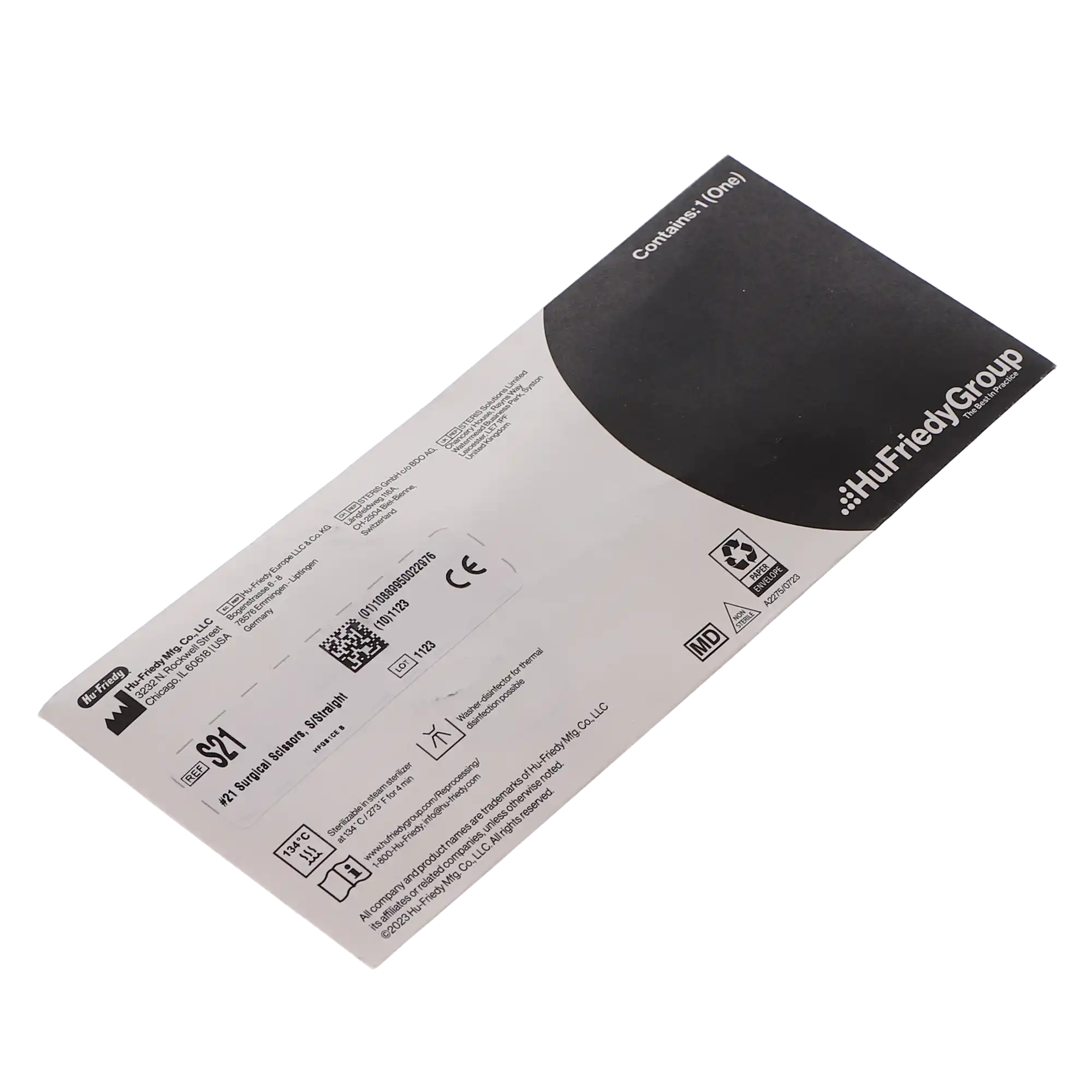 Hu-Friedy General Surgical Scissors, Straight/Pointed, Size 21, 5.75" (16 cm), 1/Pk, S21 thumbnail 5