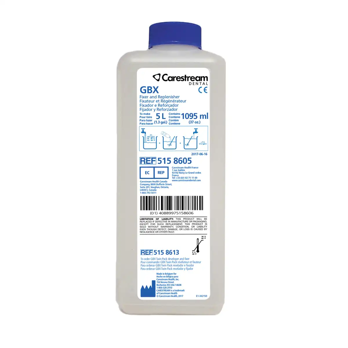 Carestream Health GBX Fixer and Replenisher, 5 Liter Bottle, Makes 5L, 5158605 thumbnail 3
