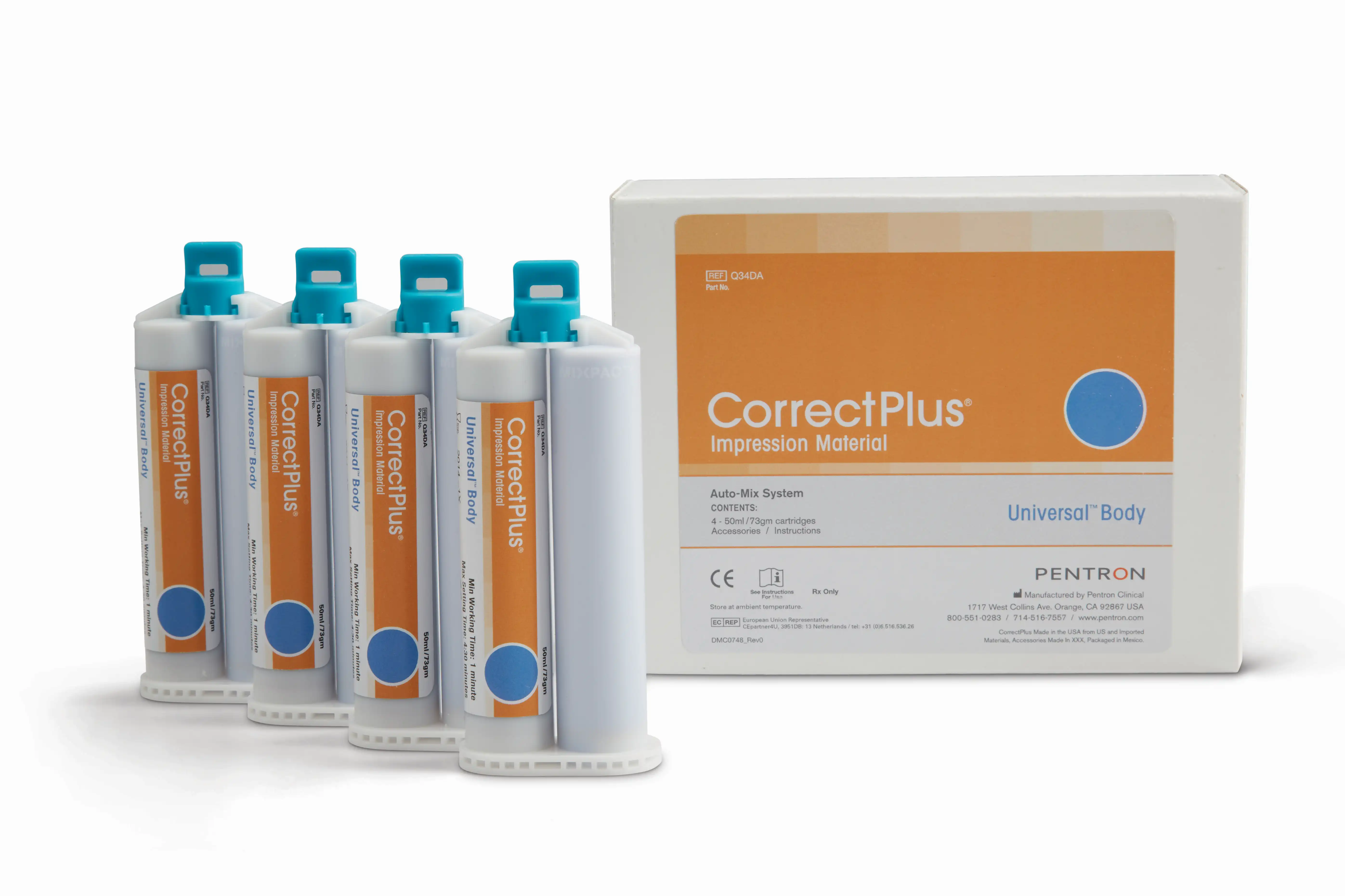 Correct Plus VPS Impression Material, Universal Body, Regular Set, 50 ml Cartridges, 4/Pk, Q34DA thumbnail 2