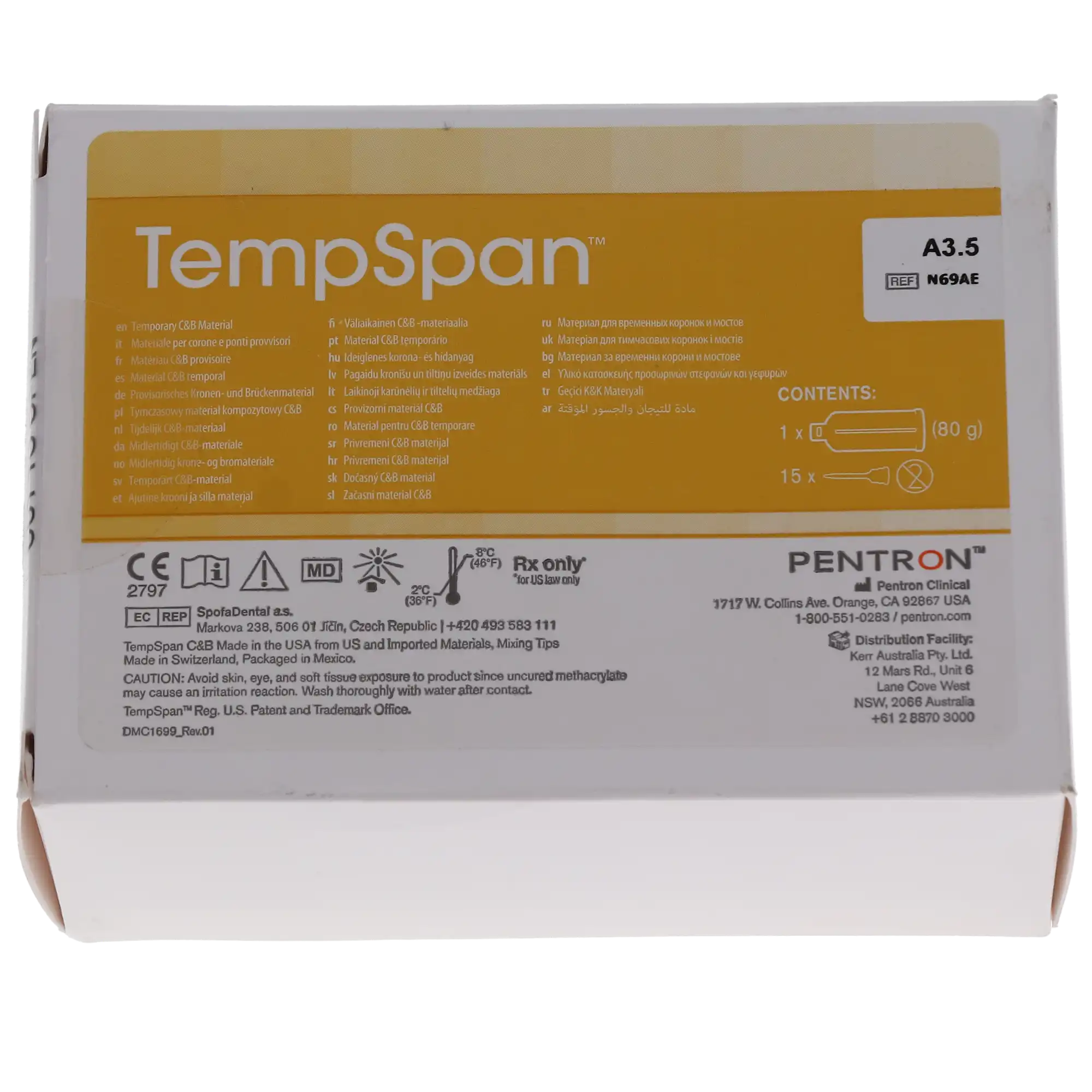 TempSpan Temporary Crown & Bridge Material, Dual-Cure, A3.5, 50 ml Cartridge Refill, N69AE thumbnail 9