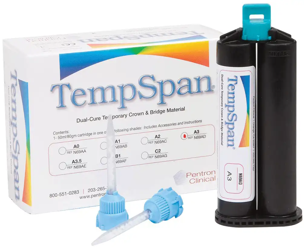 TempSpan HP Mixing Tips, Temporary Crown & Bridge Material, 1:1, Light Blue, 100/Pk, N69AI thumbnail 3