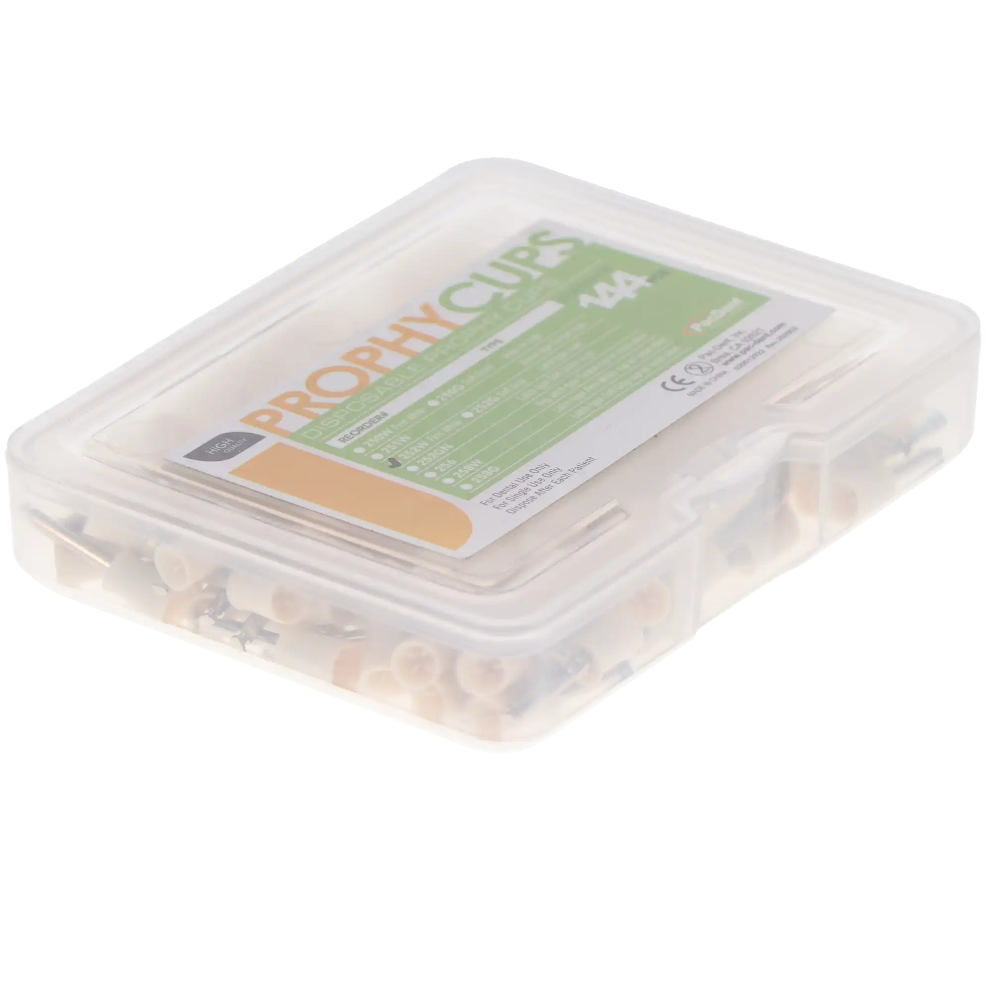 Pac-Dent Disposable Prophy Cups, Latch Type, Firm, White, Latex-Free, 144/Pk, 252W thumbnail 3
