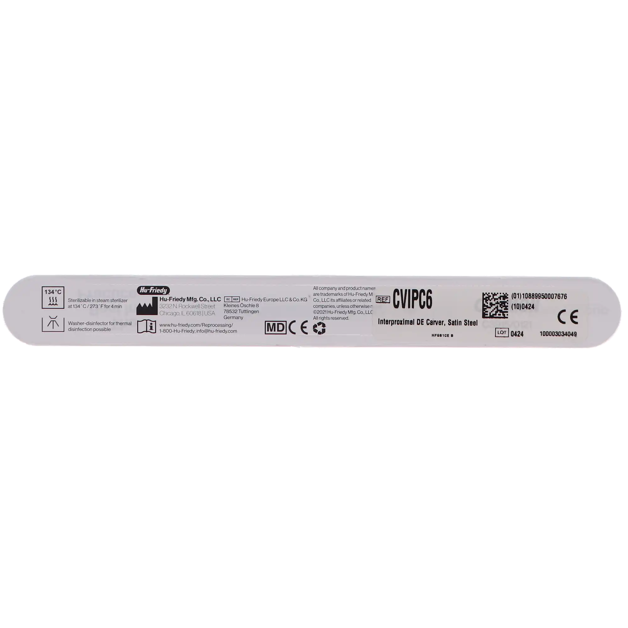 Hu-Friedy Interproximal Double-Ended Carver, #6 Satin Steel Handle, CVIPC6, 1/Pk thumbnail 4