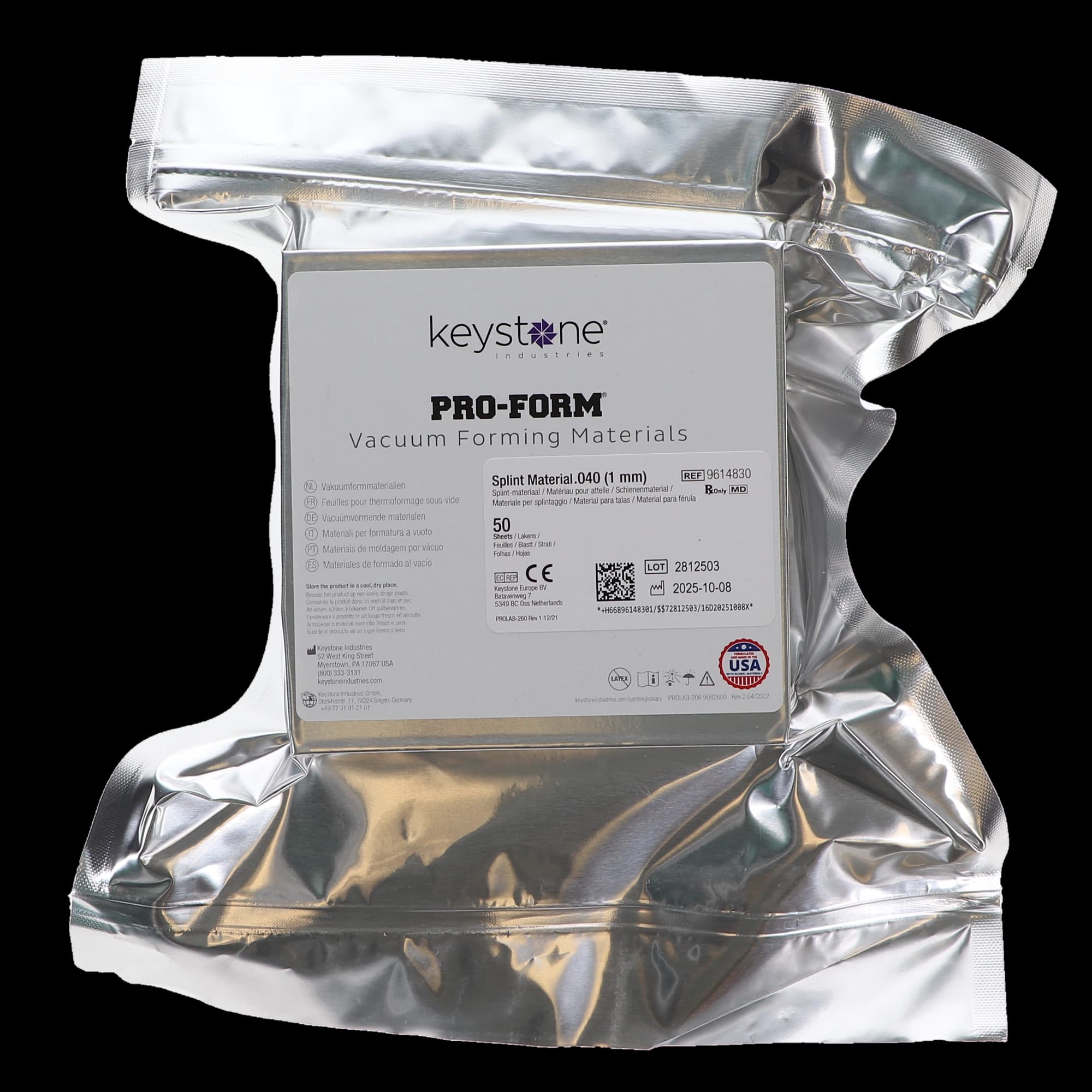 Pro-Form Splint Material, 5" x 5", 0.040" (1.0 mm), Clear, 50/Pk, 9614830 thumbnail 7
