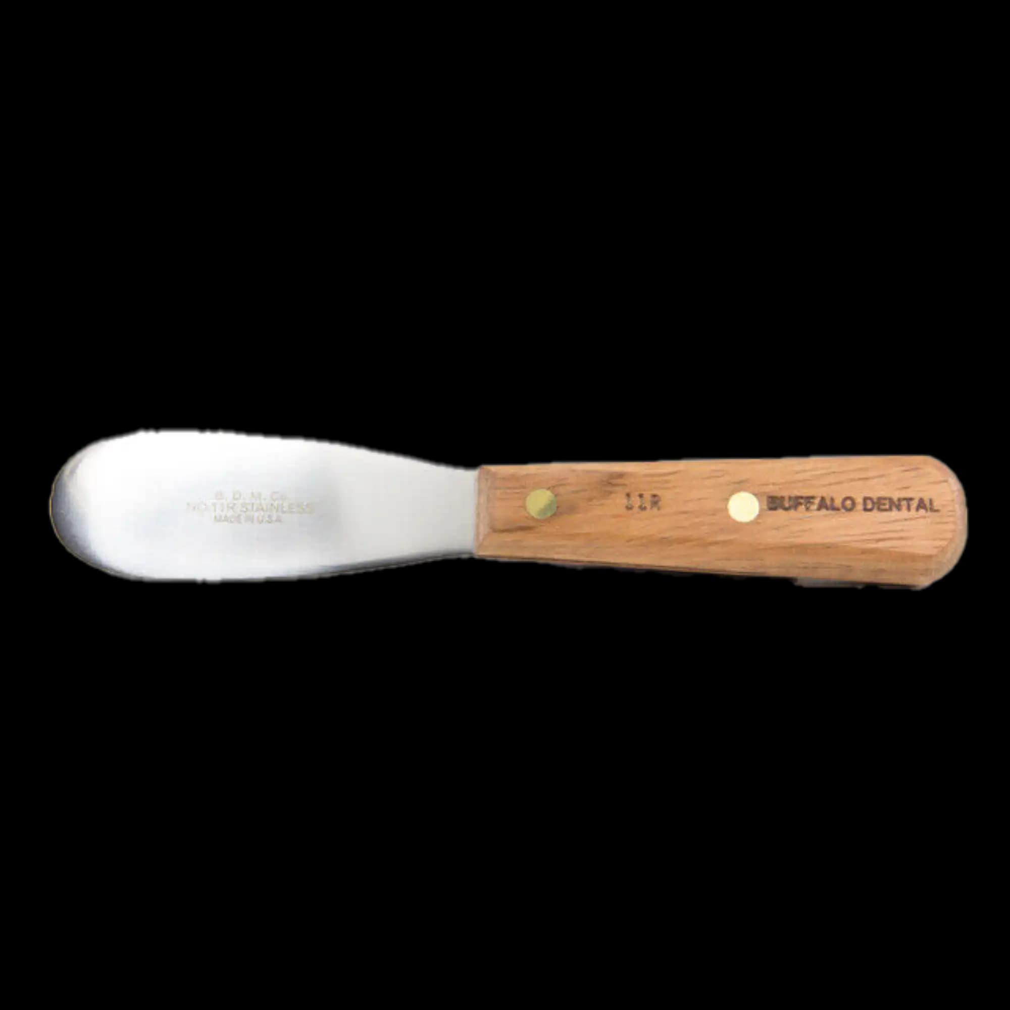 Buffalo Dental #11R Stainless Steel Flexible Blade Spatula, 3-1/2", Rosewood Handle, 1/Pk, 79420 - Spatula, Stainless Steel, Flexible Blade, # 11R, 3-1/2", 1/Pk - Image 1
