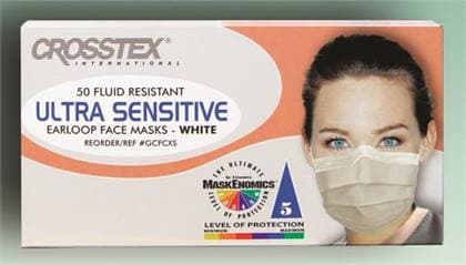 Crosstex Ultra Sensitive FogFree Earloop Face Mask, ASTM Level 3, White, 40/Box, GCFCXSF thumbnail 21