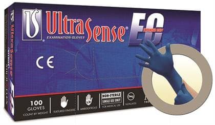 UltraSense® EC Nitrile Exam Gloves, Powder Free, Latex Free, Non-Sterile, Textured, Beaded Cuff, Extended Cuff, Small, Blue, 100/Box, USE-880 thumbnail 10