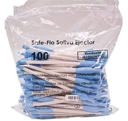 Safe-Flo Saliva Ejector, White Tube with Blue Tip, One-Way Valve, Latex-Free, 100/Bag, M1000WHBU thumbnail 12