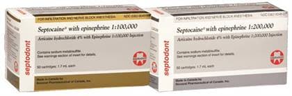 Septocaine 4% Articaine HCl with Epinephrine 1:100,000, 1.7 ml Cartridges, Box of 50 thumbnail 2