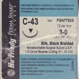 Hu-Friedy Perma Sharp Silk Suture, 3-0, Black Braided, Non-Absorbable, 18" C-43 Reverse Cutting 1/2 Circle Needle, 12/Box, PSN7762S thumbnail 10