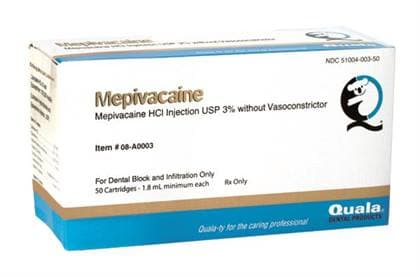 Quala Mepivacaine HCl 3% Injection, Plain (No Vasoconstrictor), 1.7 mL Cartridges, 50/Box thumbnail 2