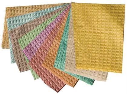 Tidi Patient Bib Towels, 3-Ply Tissue + 1-Ply Poly Backing, Waffle-Embossed, 13" x 18", Yellow, 500/Case, 917404 thumbnail 7